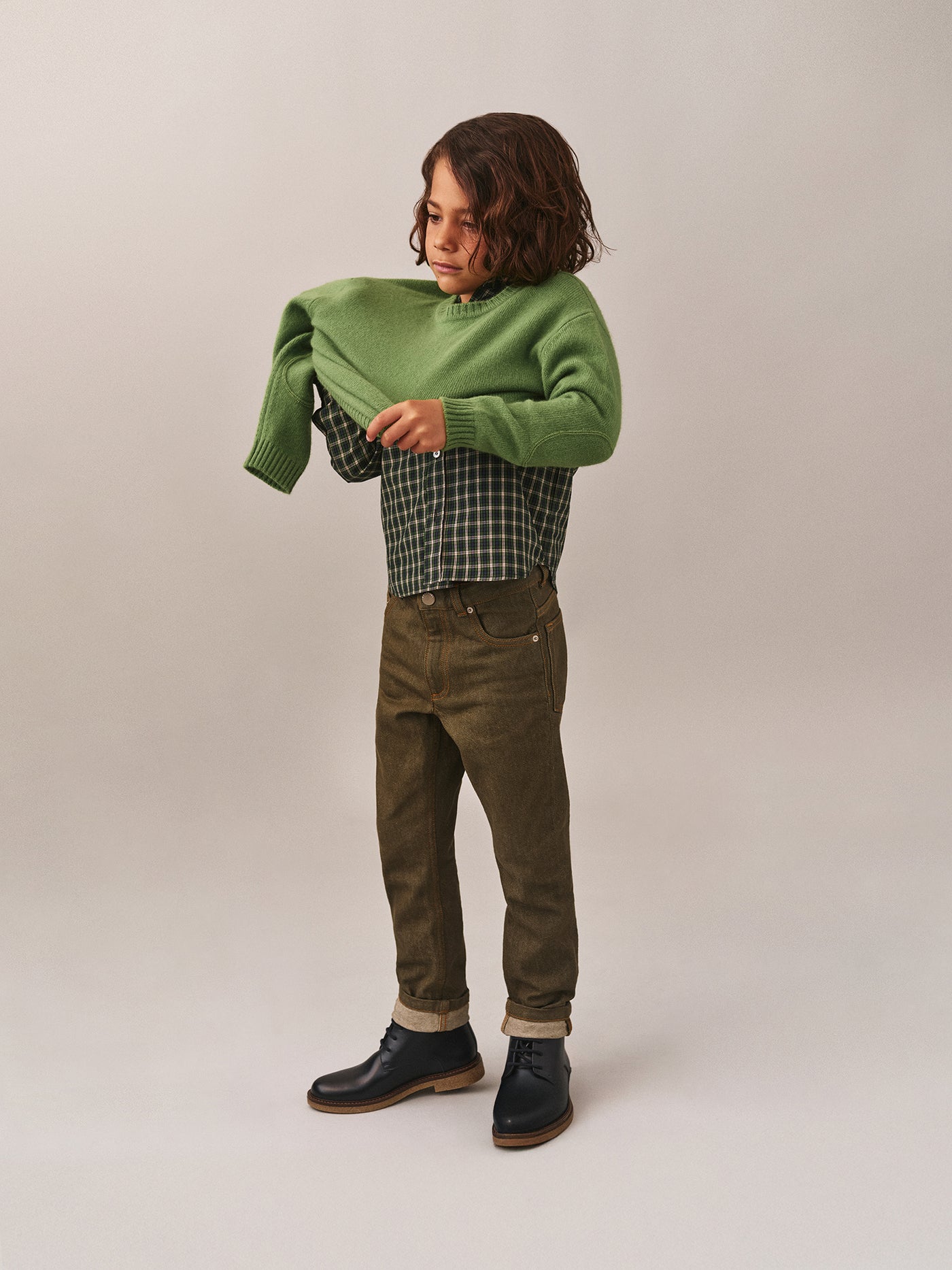 Pull Jason avec patchs aux coudes en laine vert