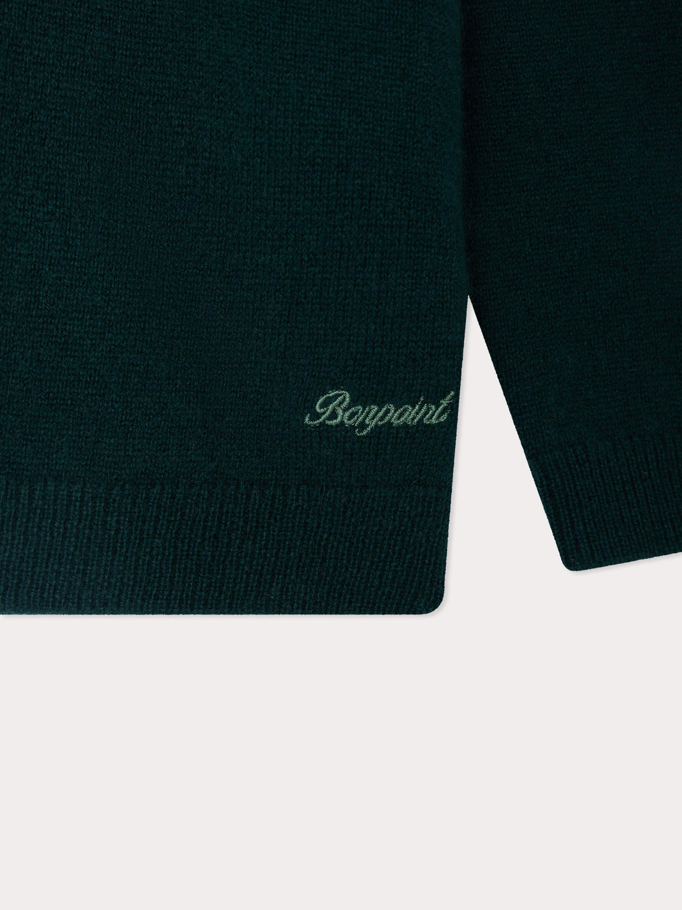 Jameson Grüner Kaschmirpullover mit Kontrastkragen