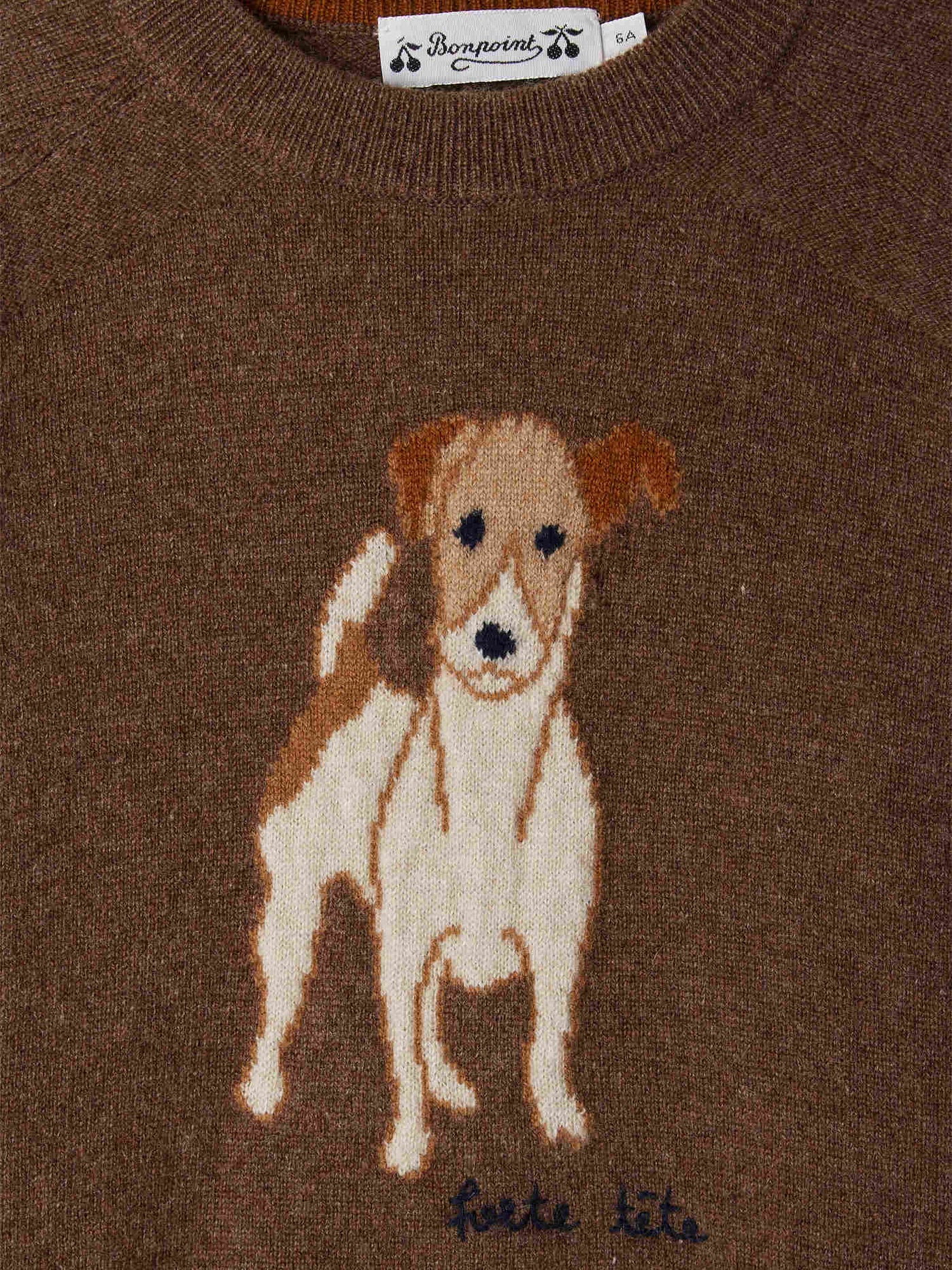 Maglione jacquard Berlioz con cane in cashmere ricamato a mano
