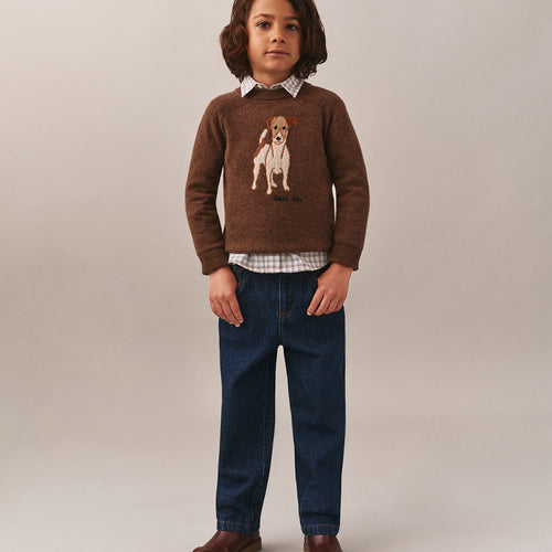 Maglione jacquard Berlioz con cane in cashmere ricamato a mano