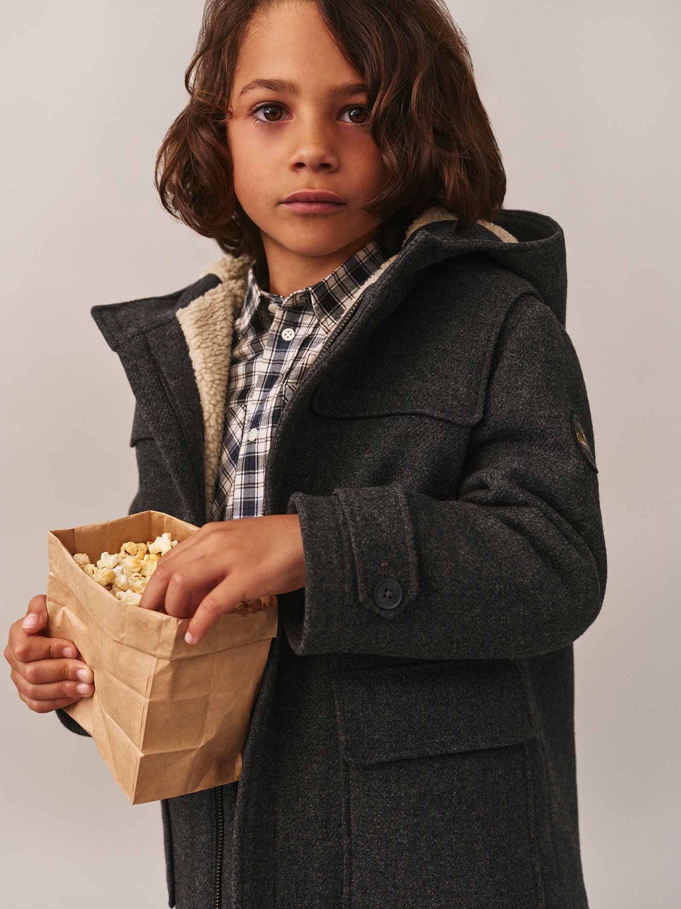 Duffle coat Julien en lainage doux doublé de fausse fourrure