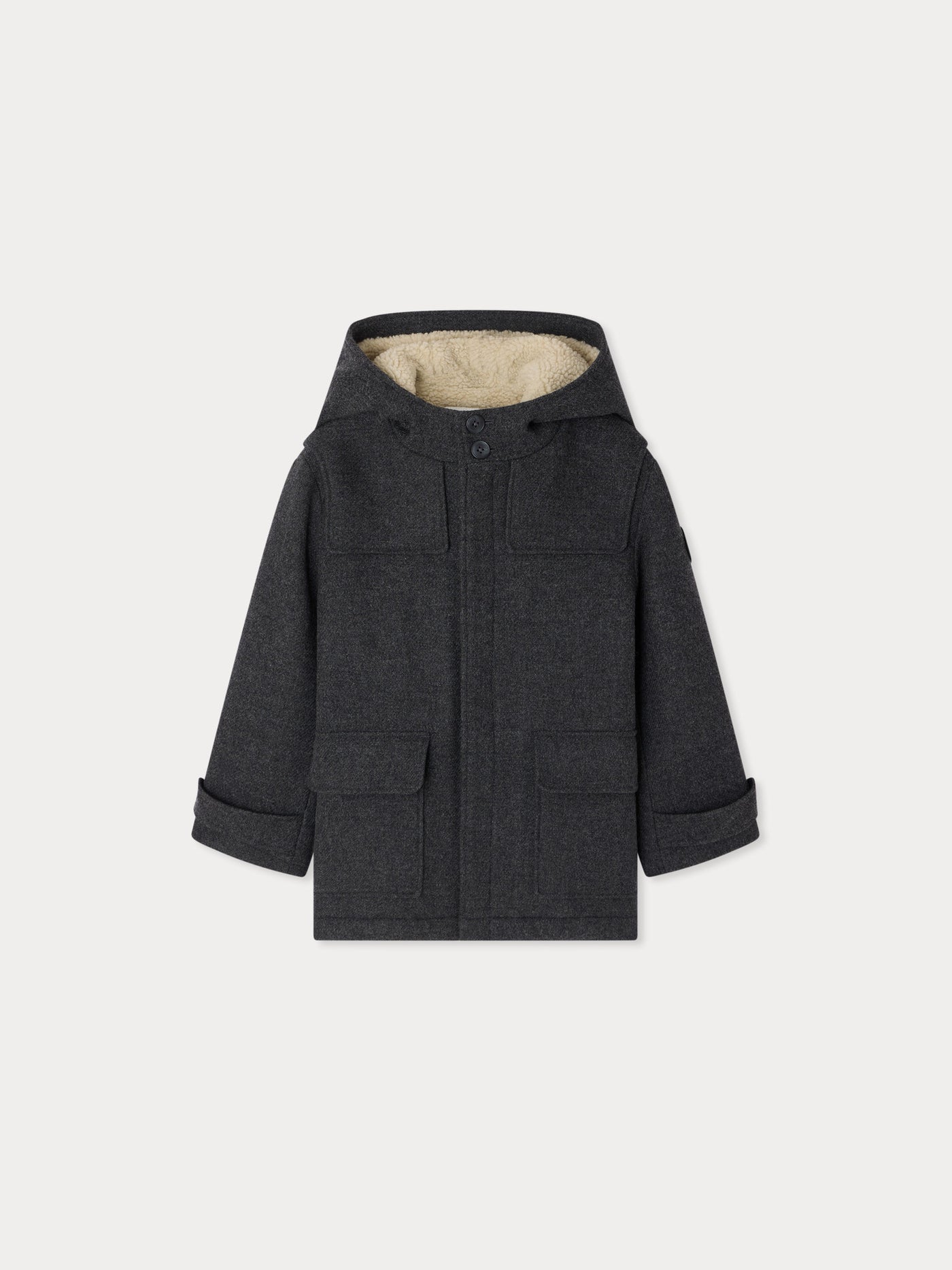 Julien duffle coat in soft wool lined with faux fur