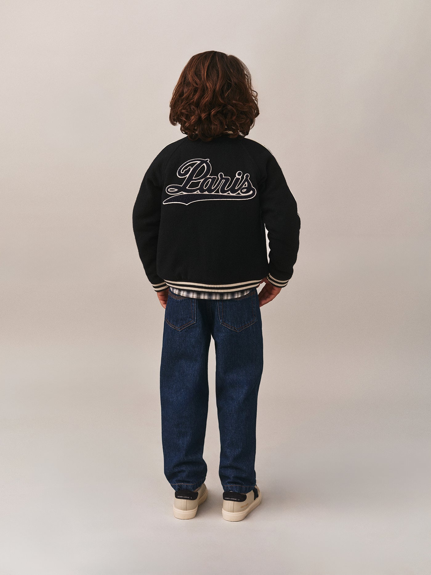 Blouson Josias en lainage avec détails cuir, broderie et patch