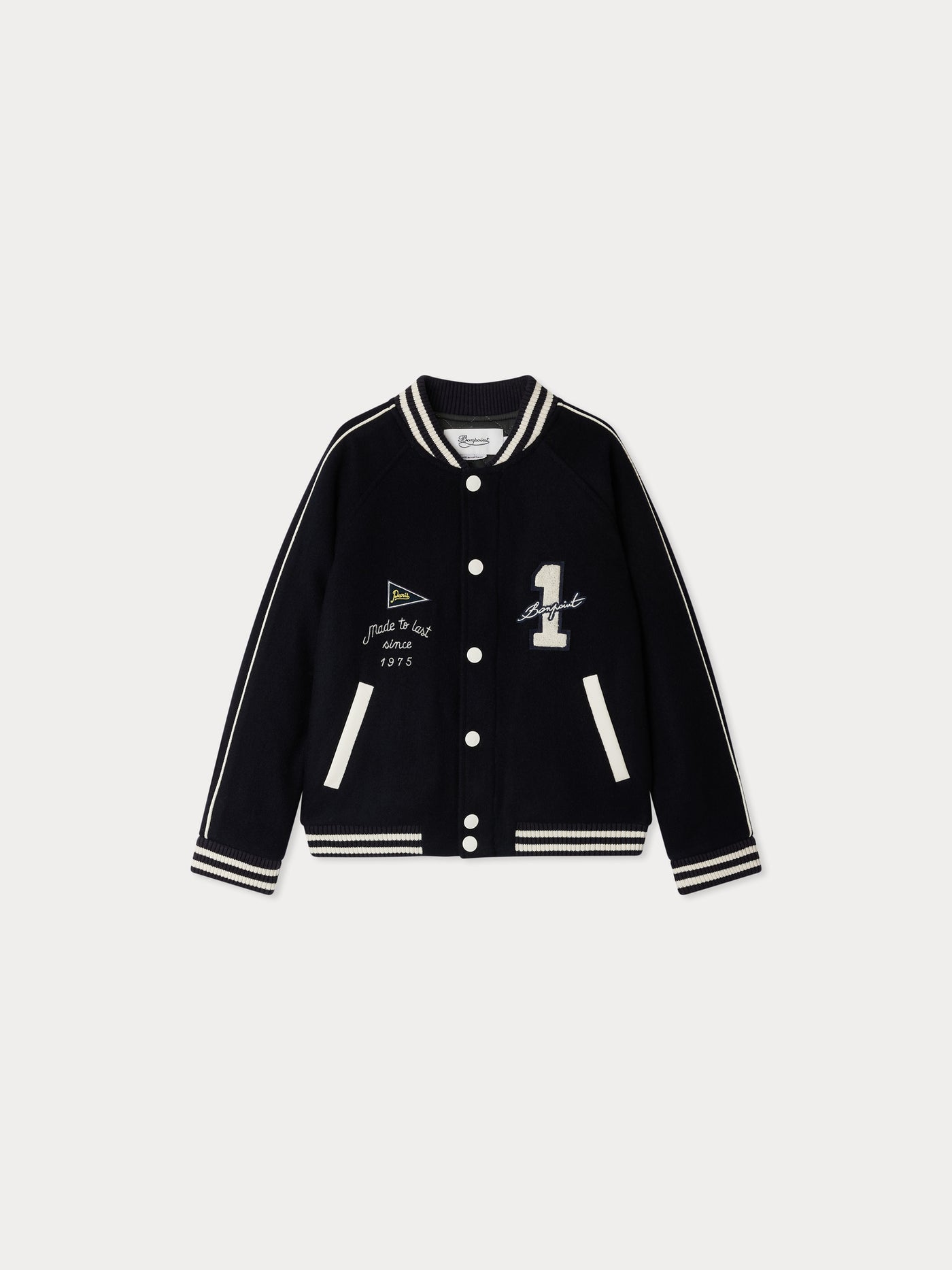 Josias Wolljacke mit Lederdetails, Stickerei und Patch