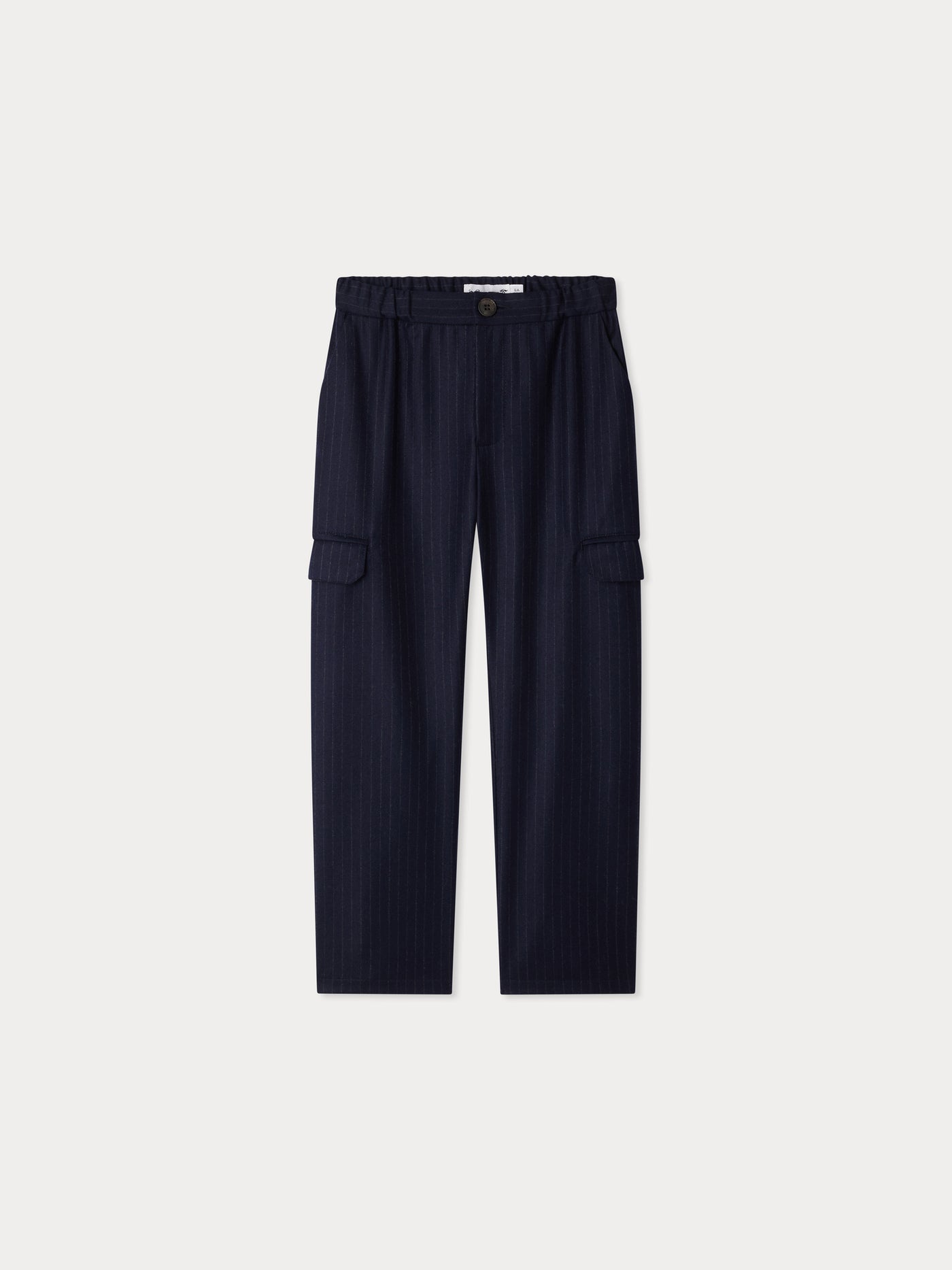 Pantaloni Grant con elastico in vita in flanella di lana e riga da tennis