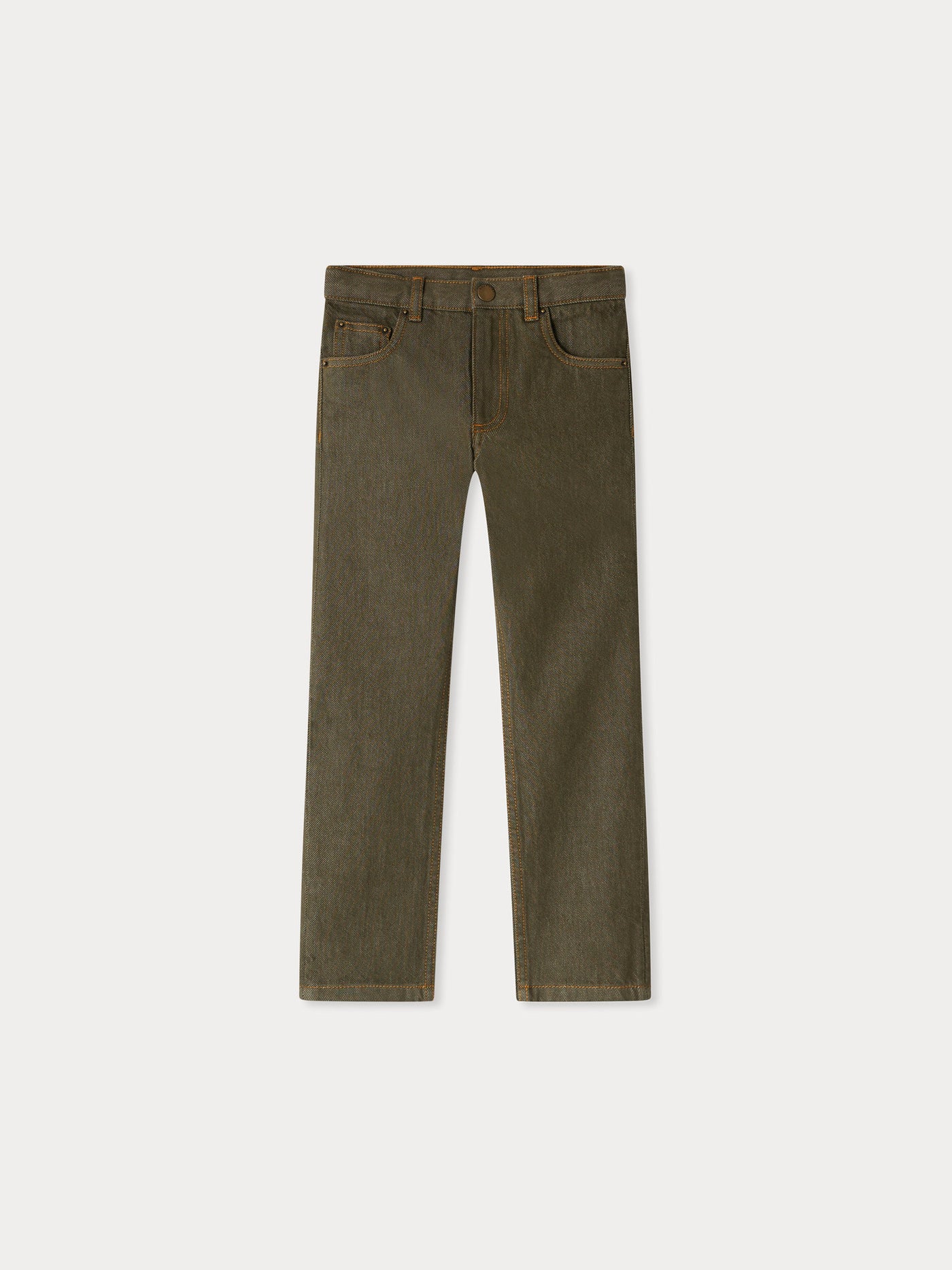 Pantaloni in denim color cachi in cotone biologico Jagger