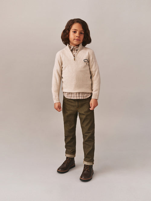 Jagger Jeanshose aus khakifarbener Bio-Baumwolle