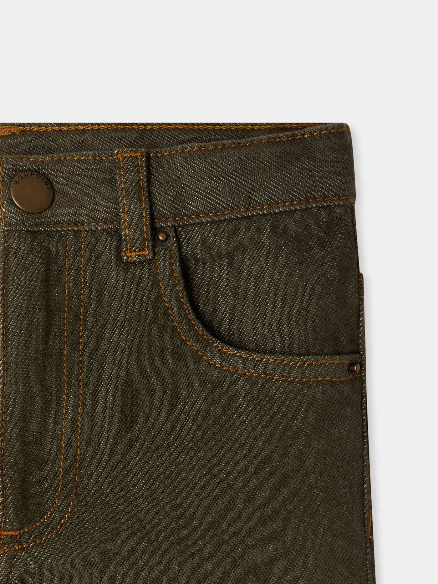 Pantaloni in denim color cachi in cotone biologico Jagger