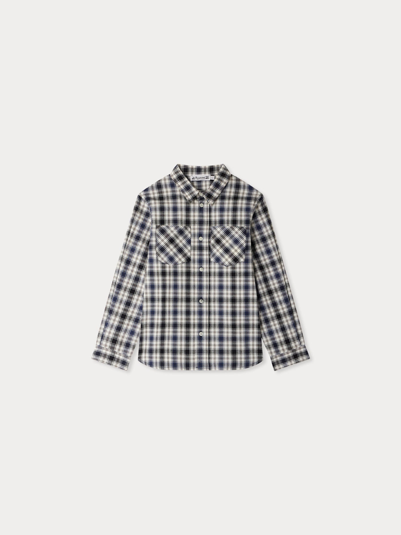 Altman shirt with black checkered collar in organic cotton