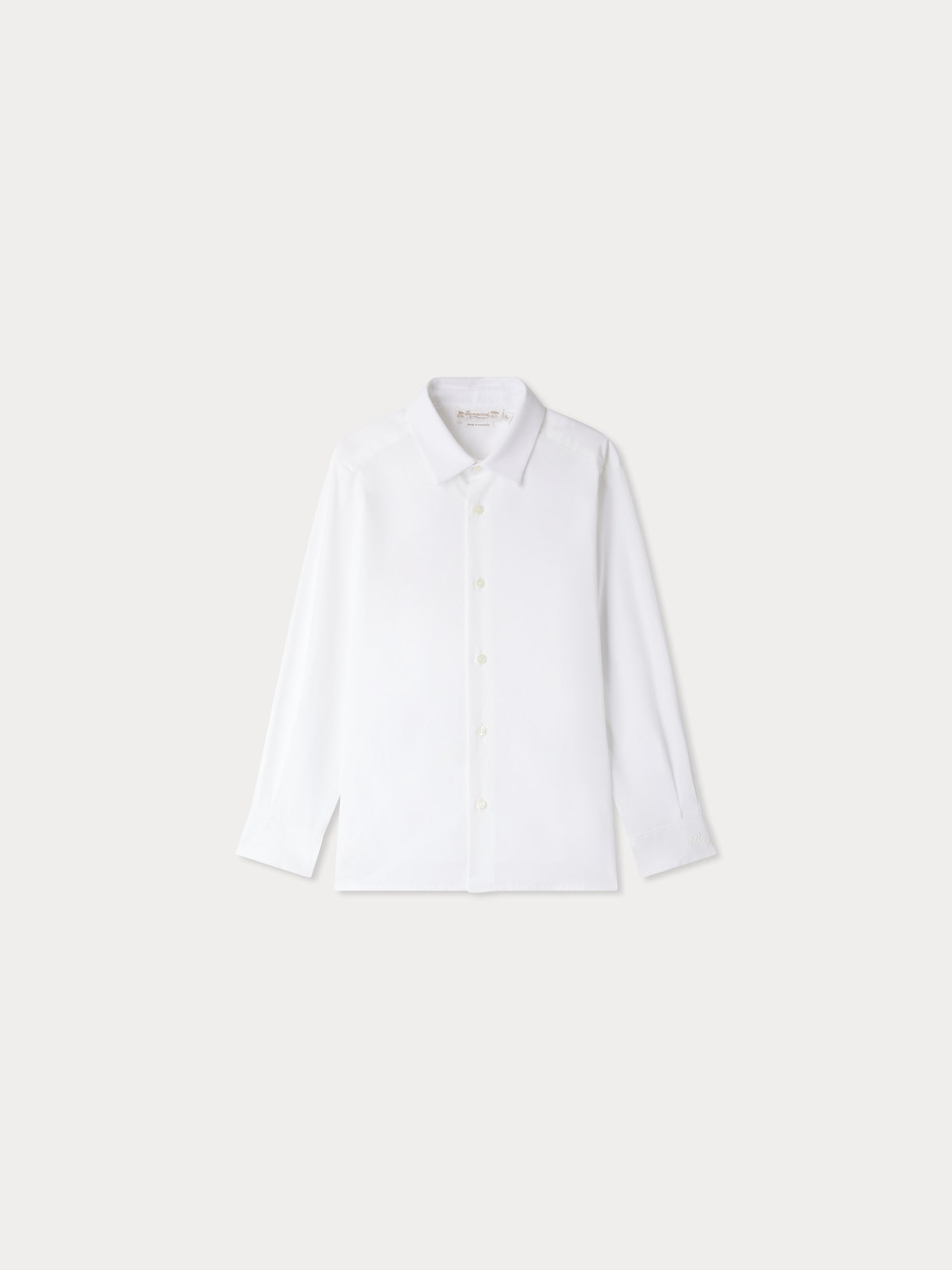 Camicia Aristotele con collo e polsini in piquet di cotone popeline
