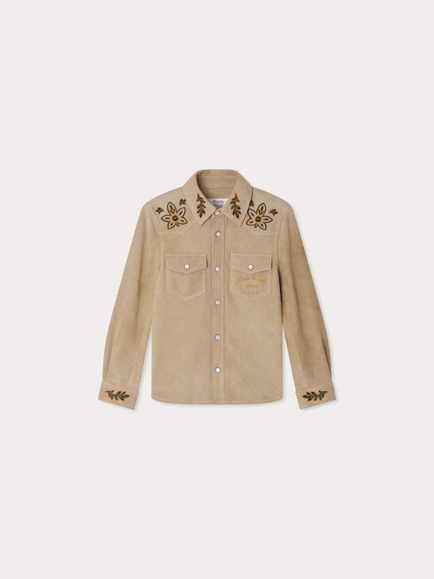 Newis leather shirt with western embroidery