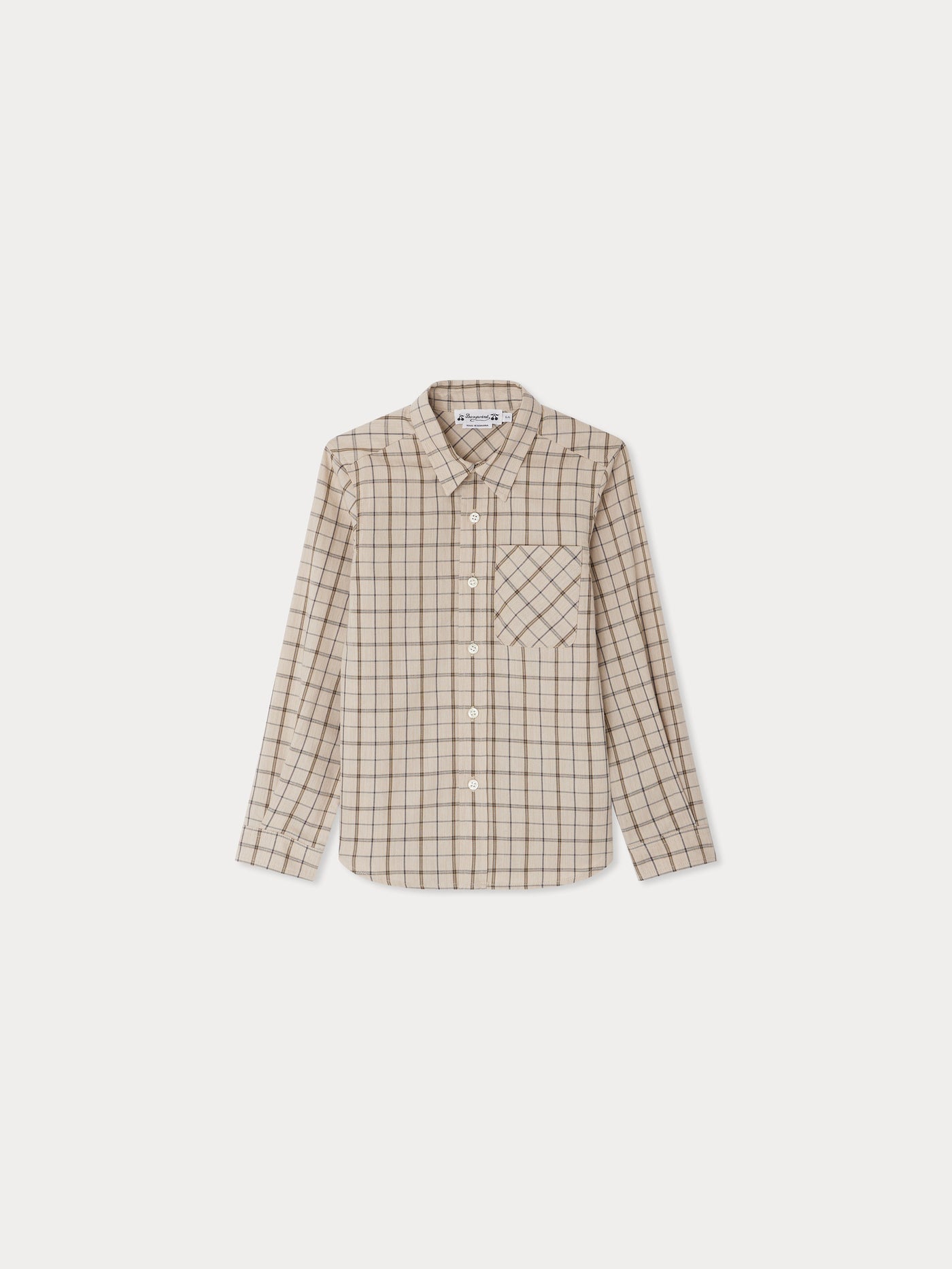 Camicia da tango con colletto a punta a quadri beige