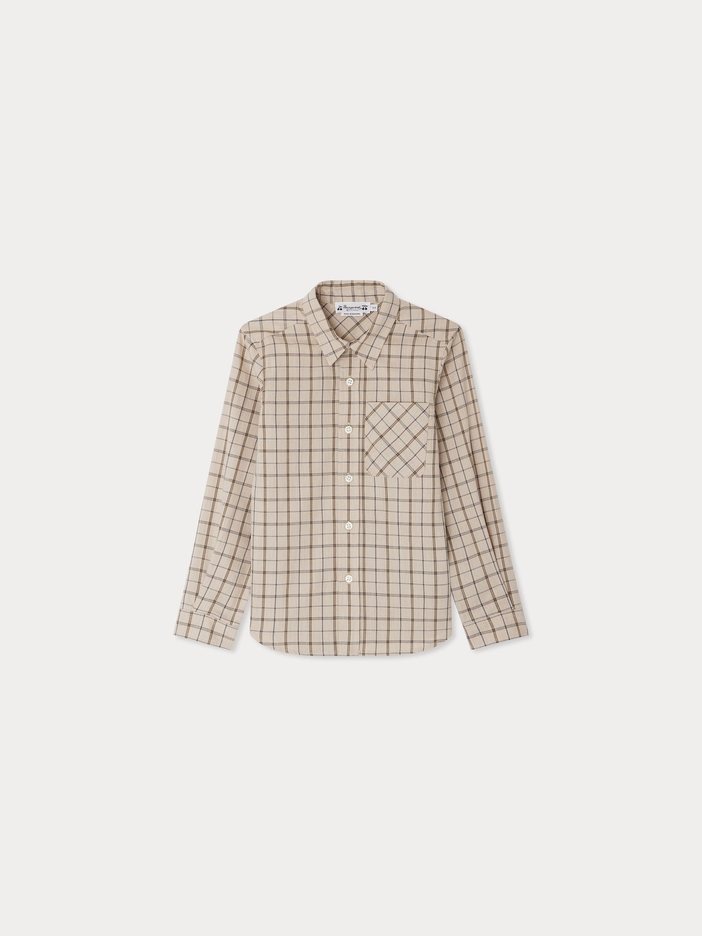 Camicia da tango con colletto a punta a quadri beige