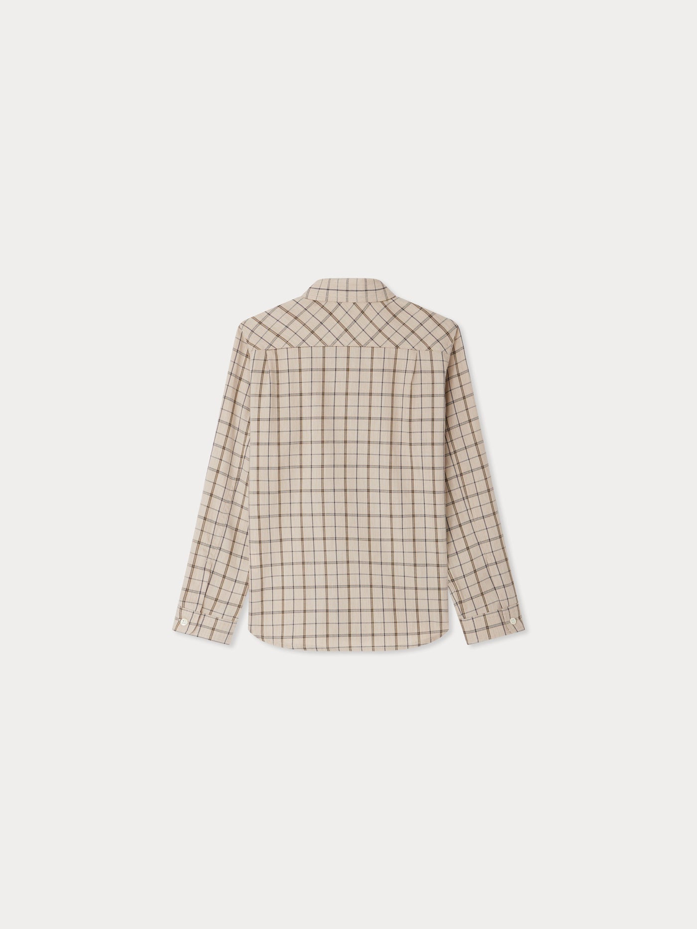 Camicia da tango con colletto a punta a quadri beige