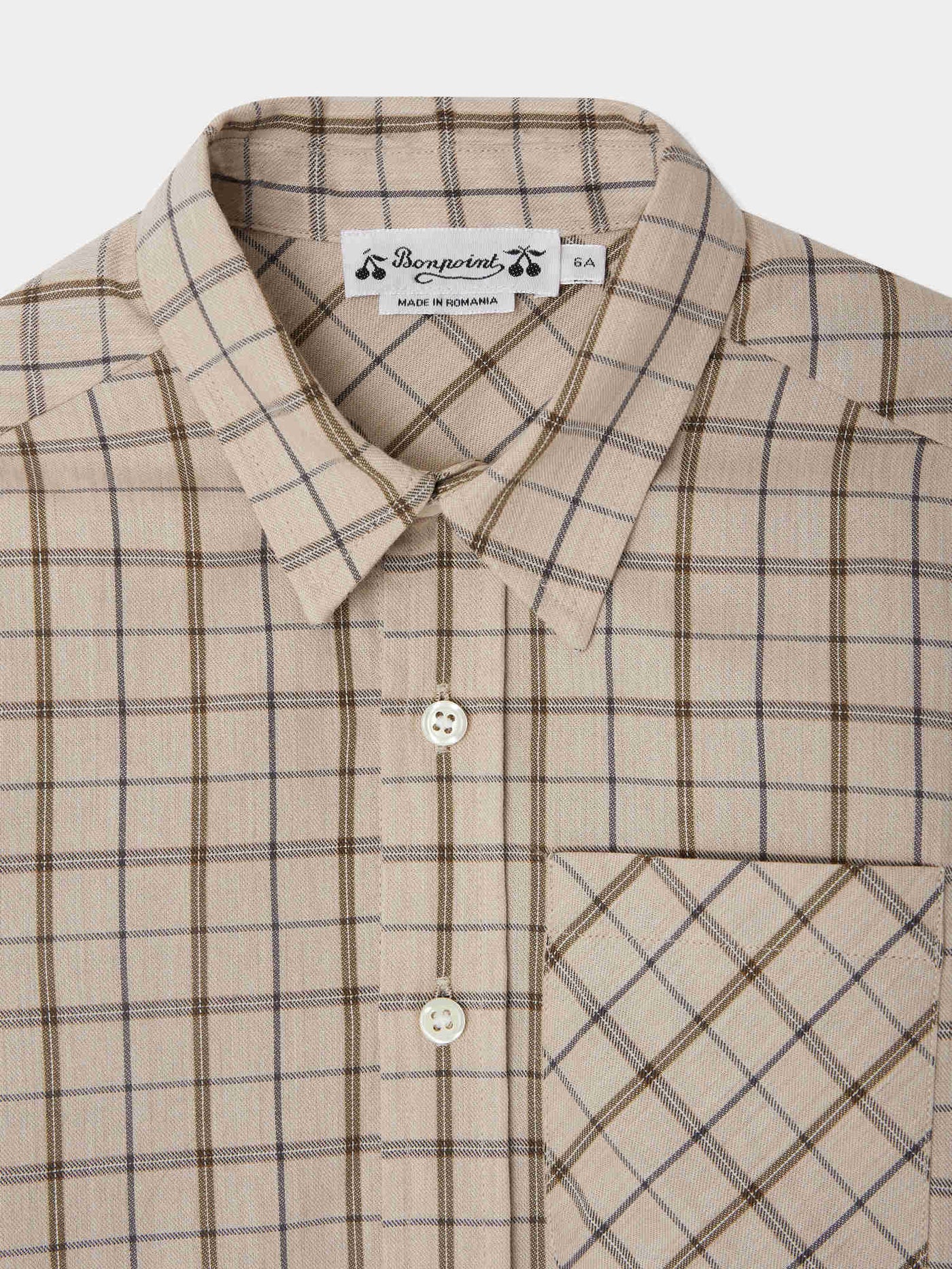 Camicia da tango con colletto a punta a quadri beige