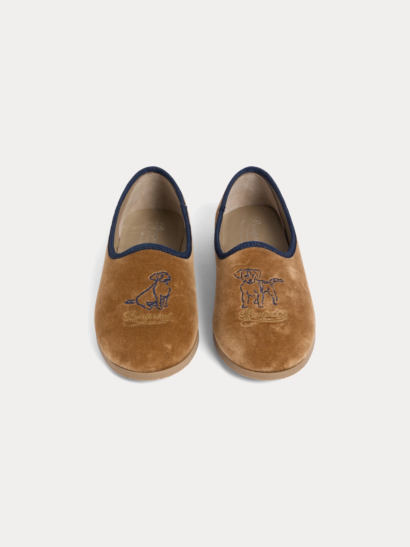 Gib bestickte Samtpantoffeln