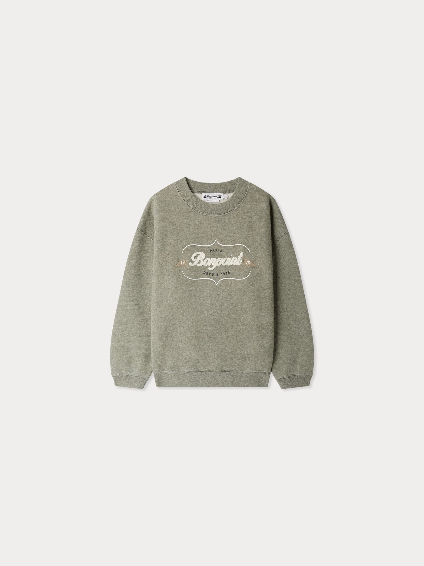 Sweat Tonino brodé logo Héritage Bonpoint en coton biologique gris