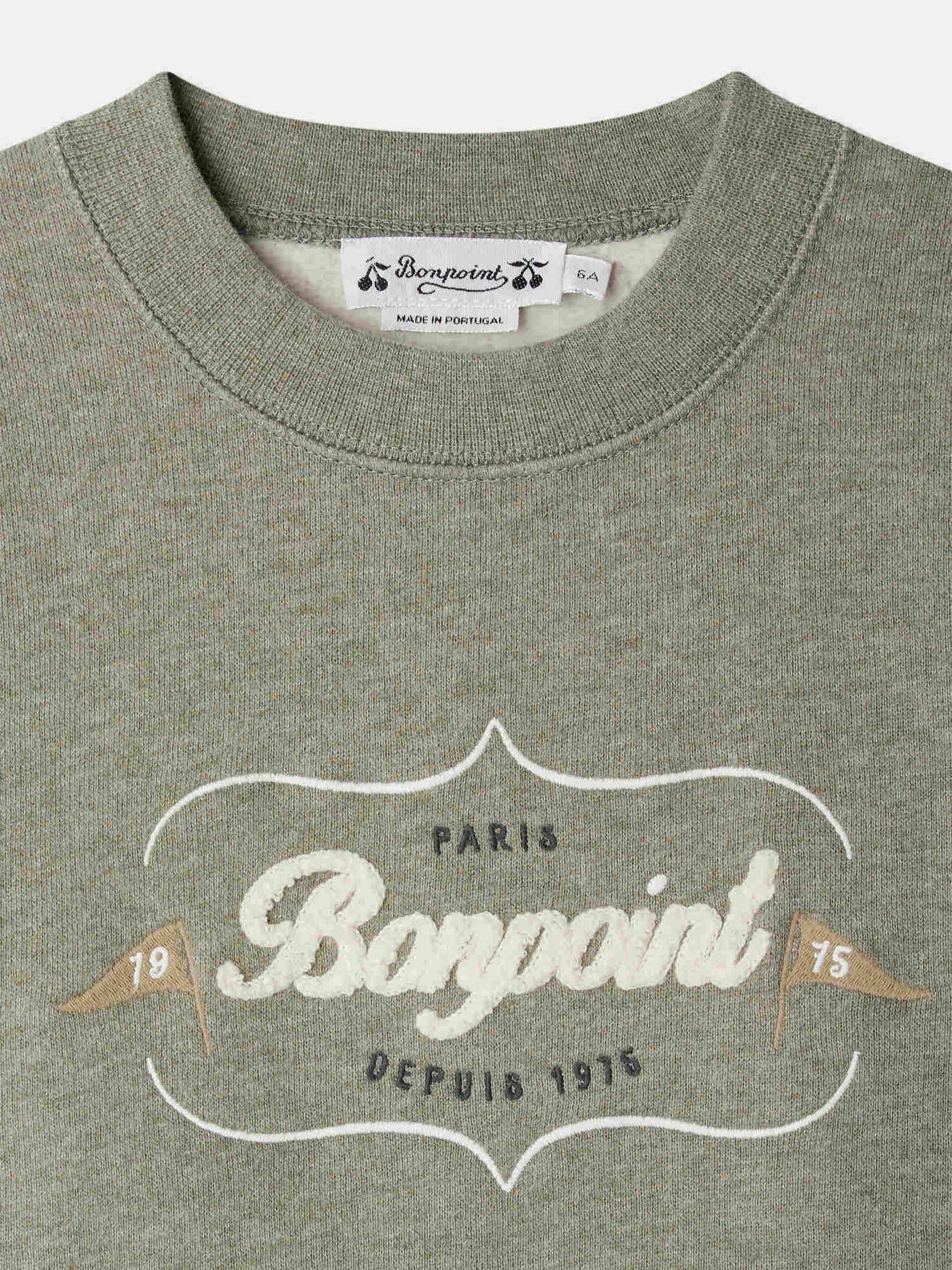 Sweat Tonino brodé logo Héritage Bonpoint en coton biologique gris