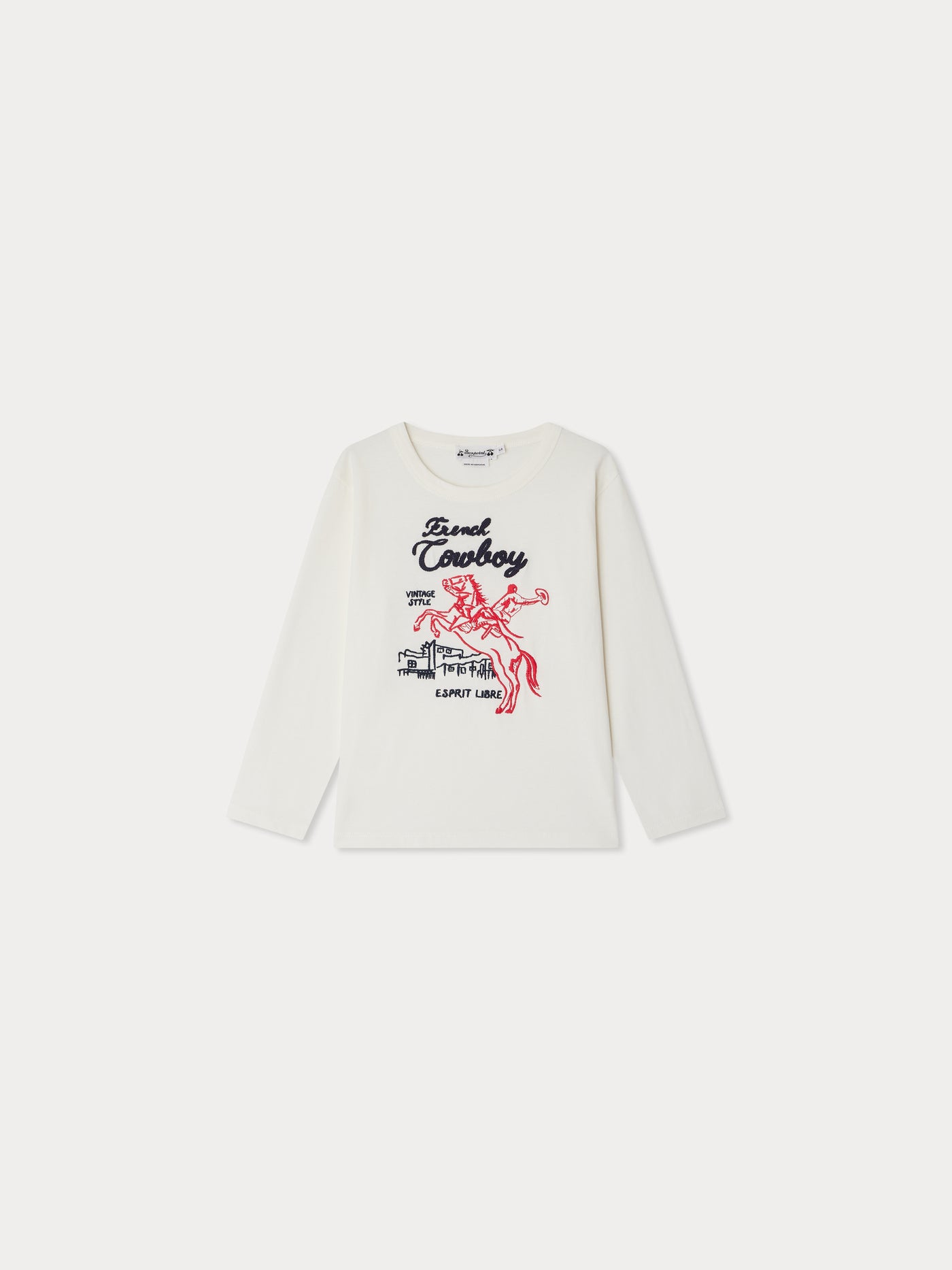 Tadda T-shirt with French cowboy embroidery in organic cotton