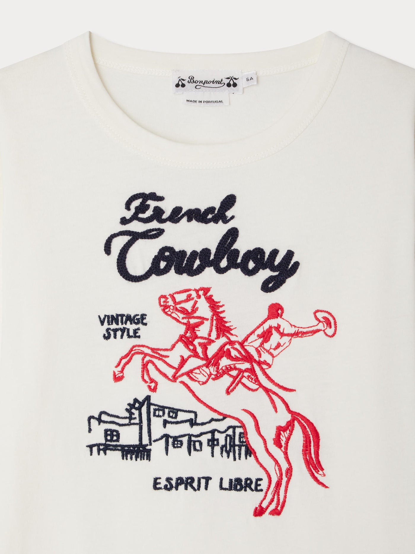 Tadda T-Shirt mit französischer Cowboy-Stickerei aus Bio-Baumwolle