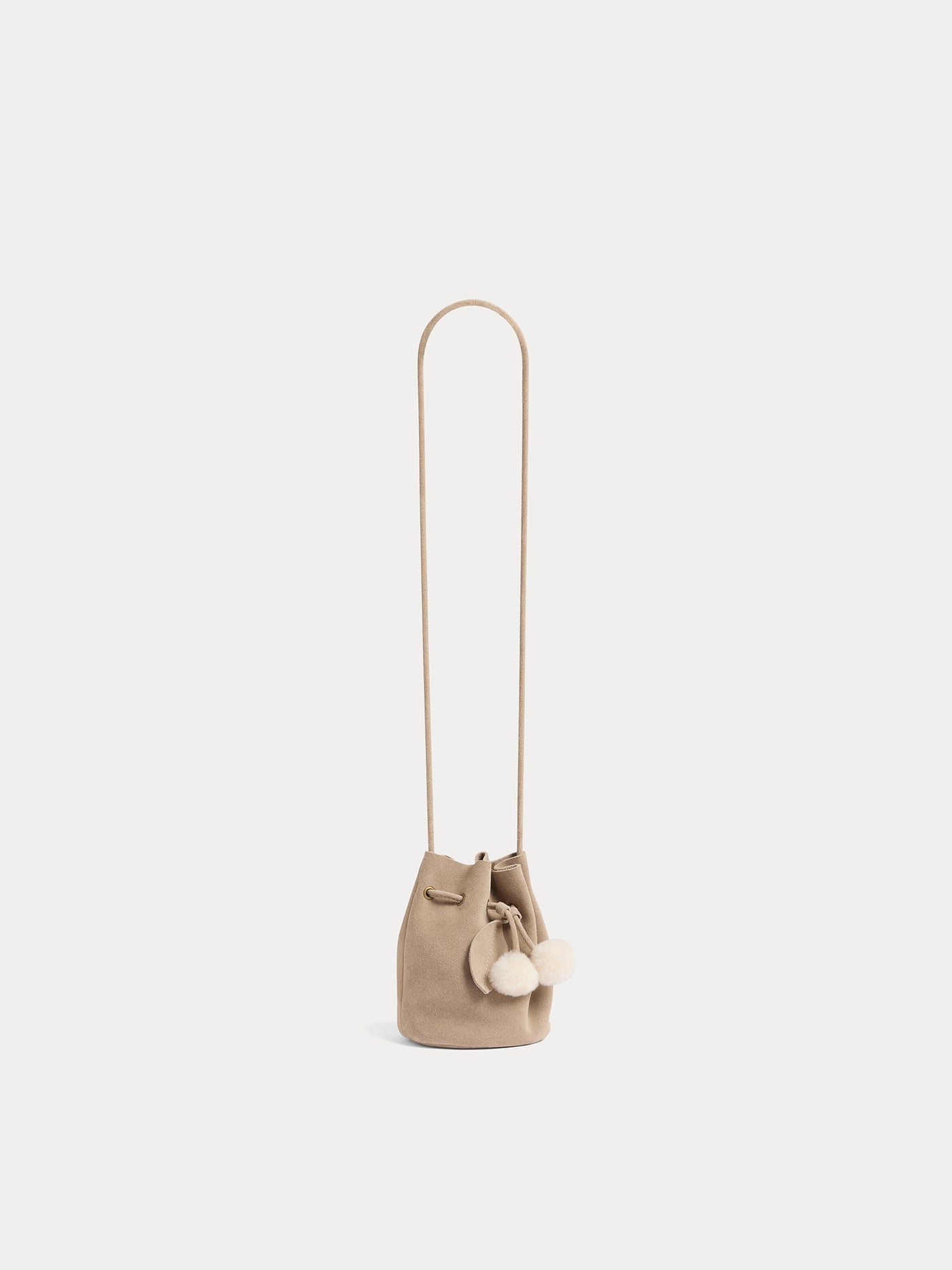Sac Jessika en cuir velours et pompon fausse fourrure