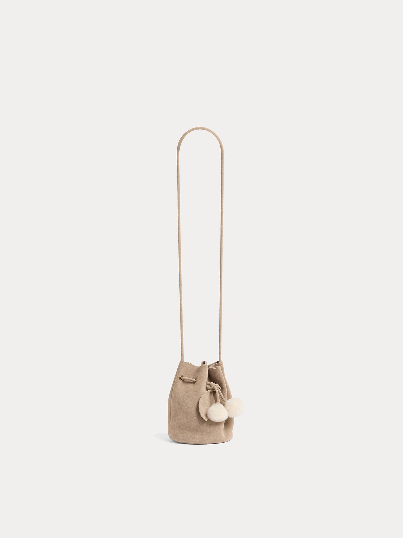 Sac Jessika en cuir velours et pompon fausse fourrure