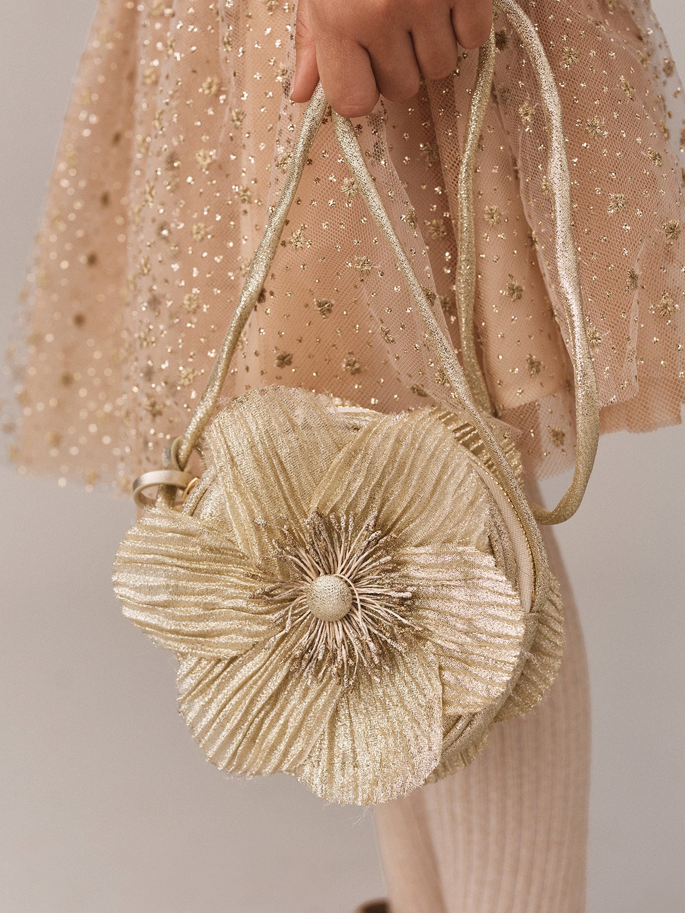 Jordan-Tasche aus goldenem Lamé-Stoff