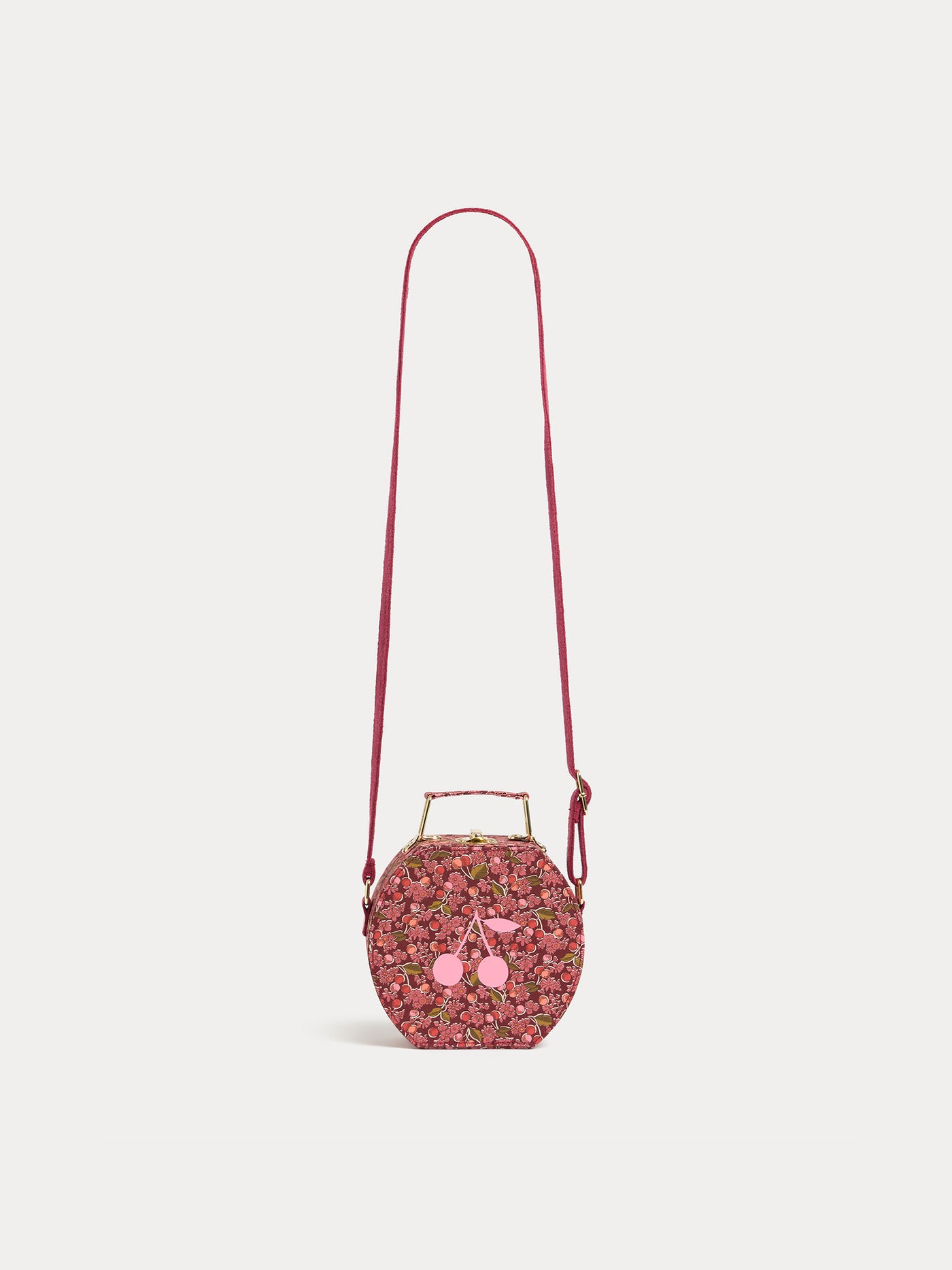 Jadore suitcase-style bag made with red Liberty fabrics