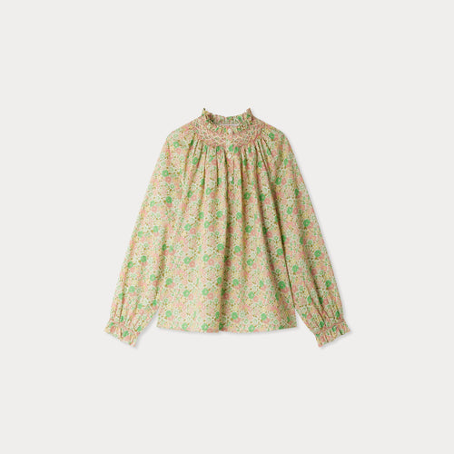 Blouse Pétale smockée et brodée en tissu Liberty en coton biologique