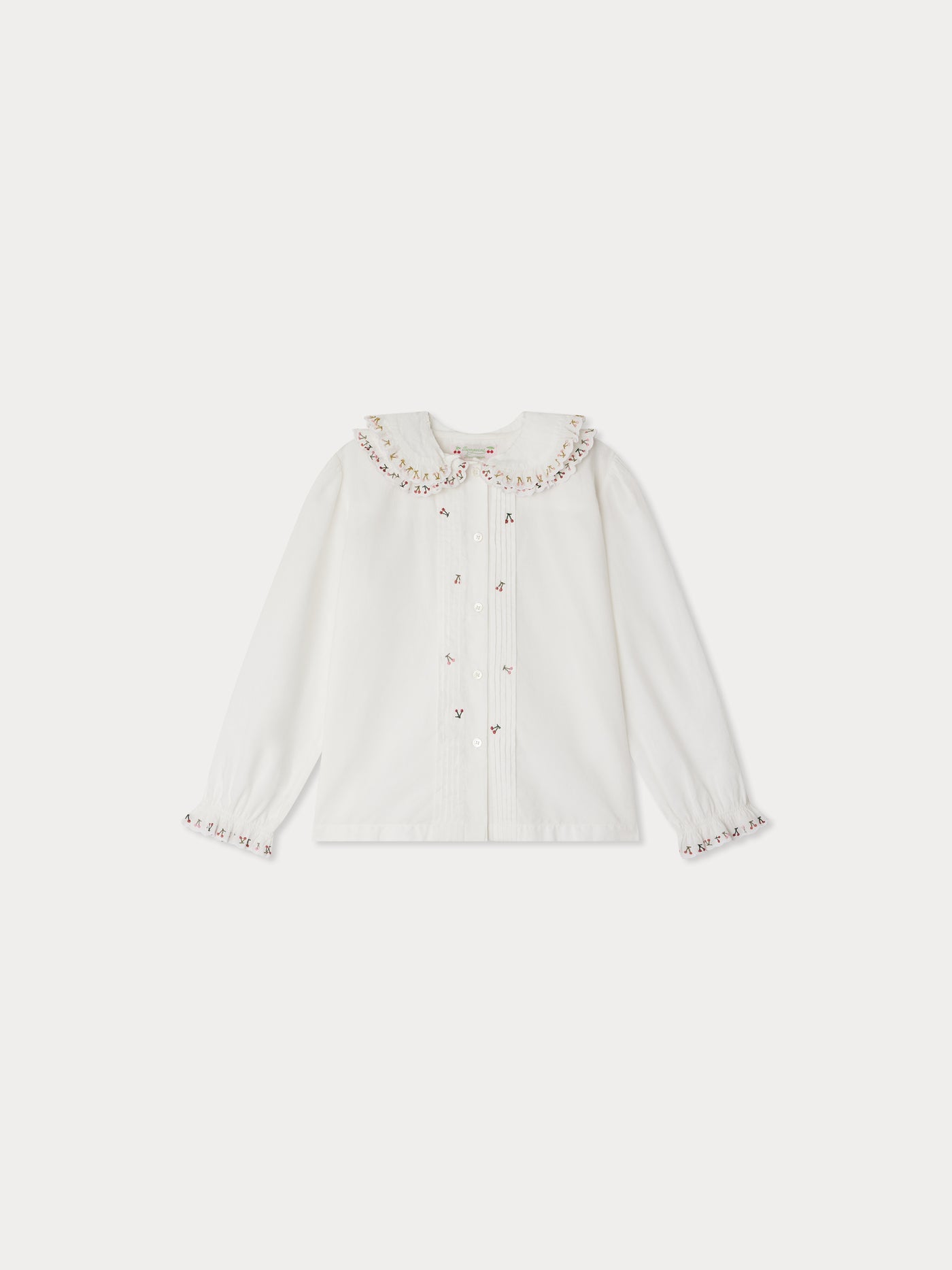 Janeke blouse with embroidered collar and pleated organic cotton