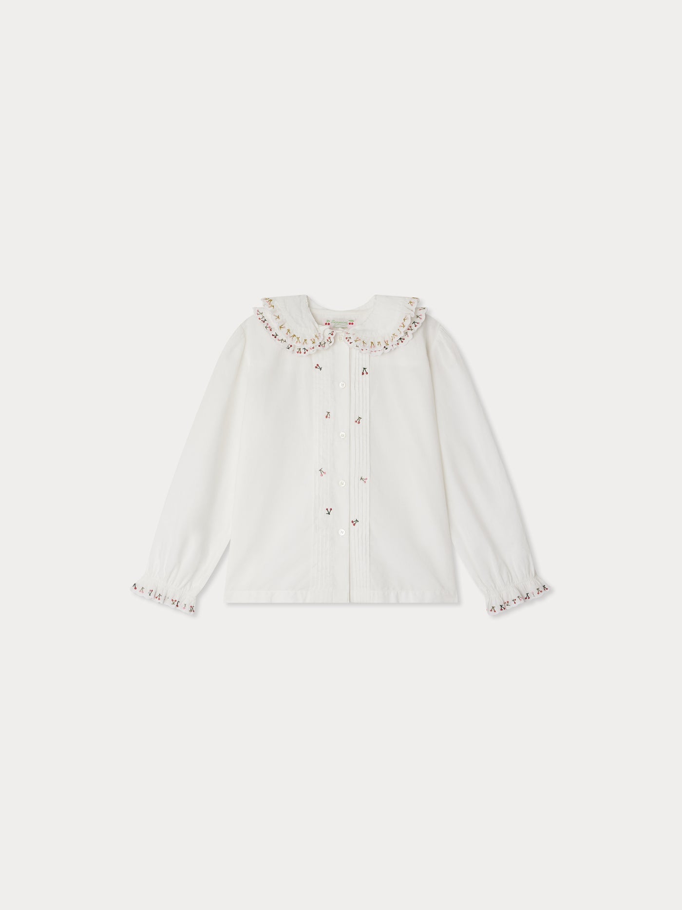Janeke blouse with embroidered collar and pleated organic cotton