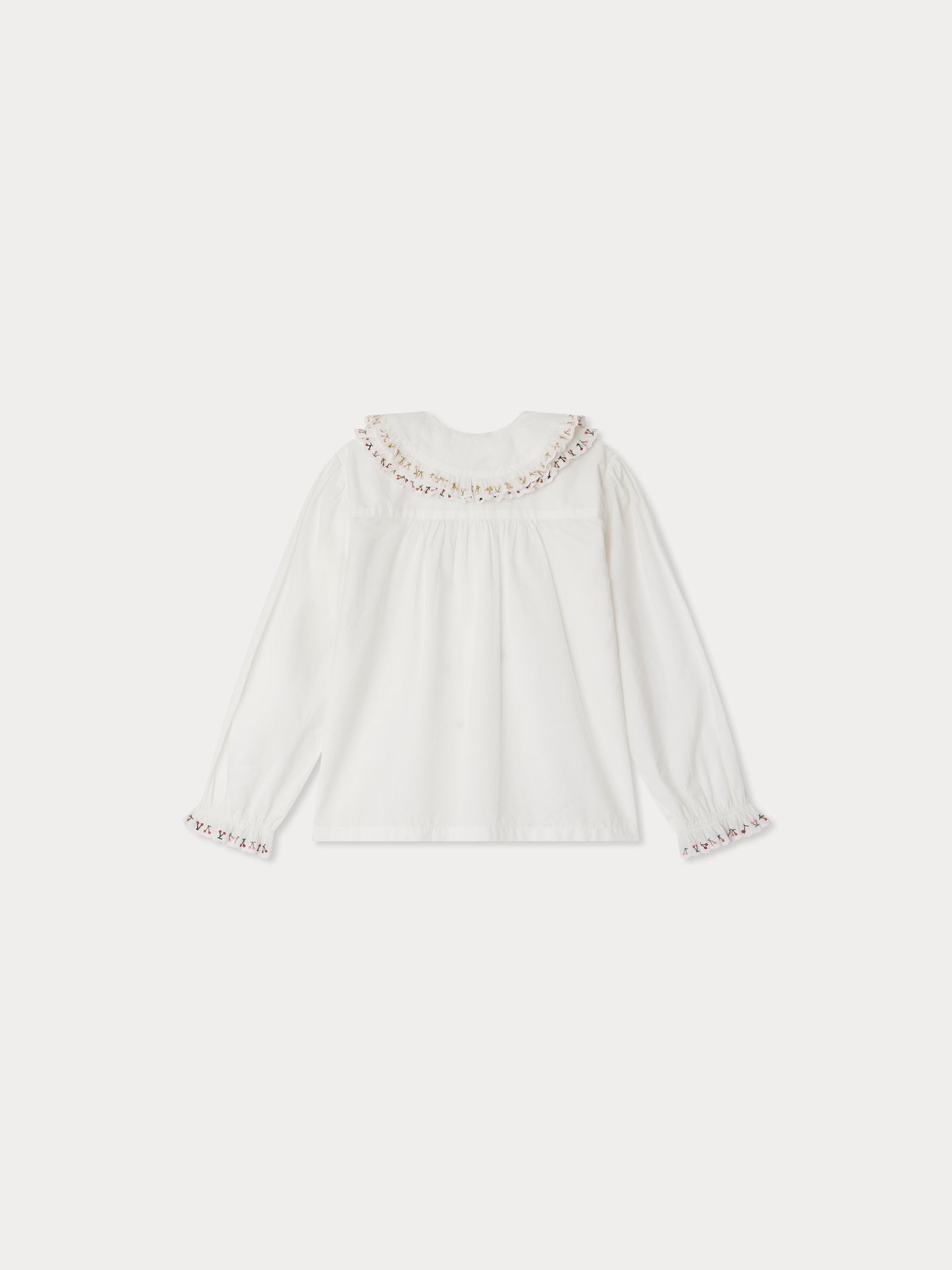 Janeke Bluse mit besticktem Kragen und plissierter Bio-Baumwolle