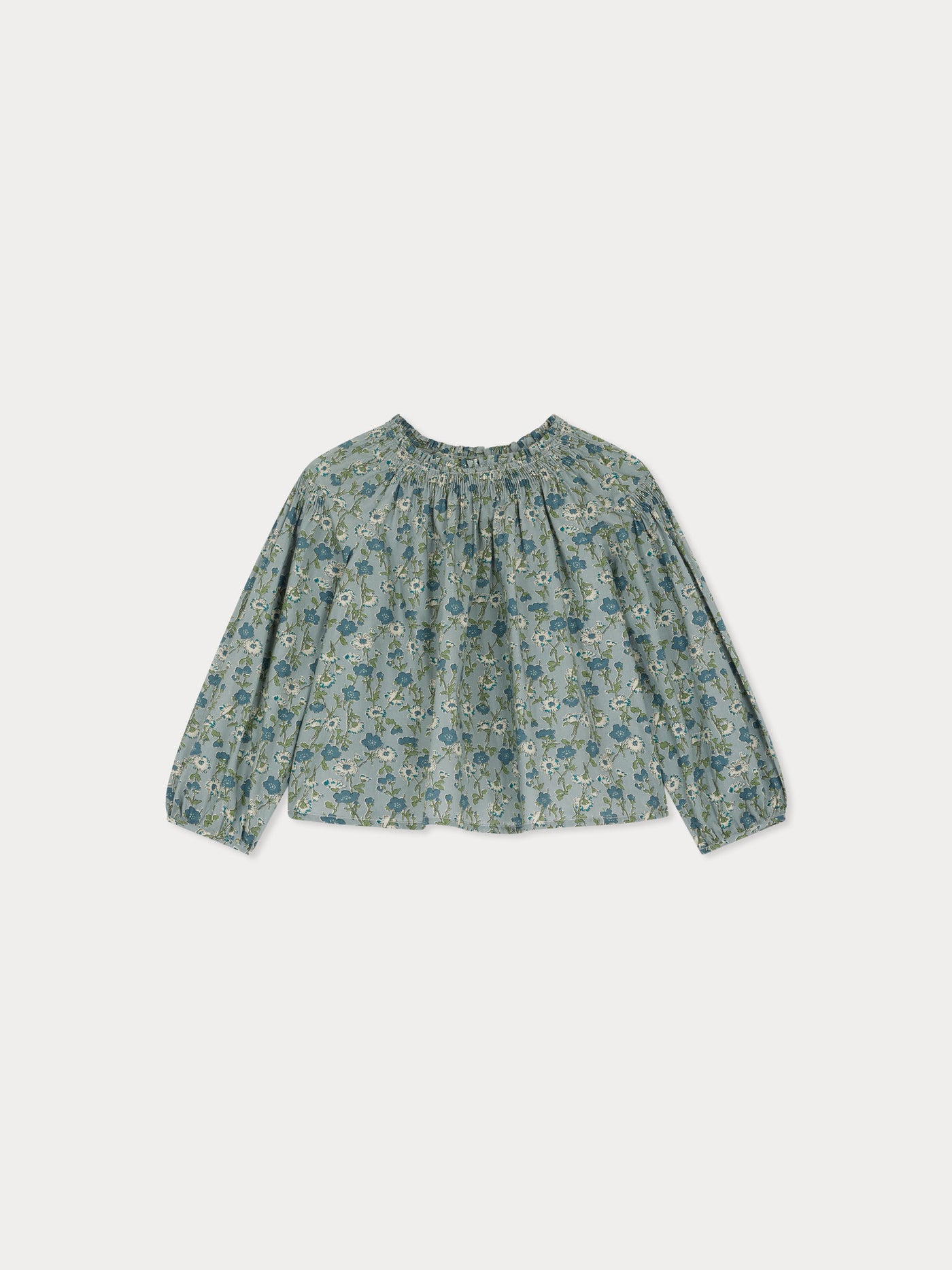 Blandine-Bluse mit Smokarbeit und Raffung an den Schultern aus Liberty-Stoff aus Bio-Baumwolle