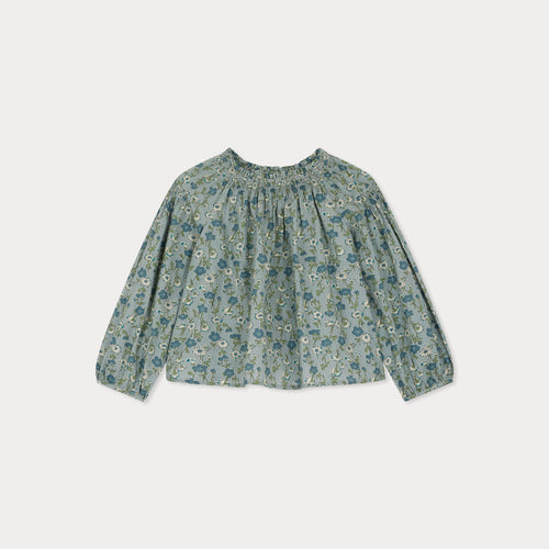 Blusa Blandine con arricciatura sulle spalle e arricciatura in tessuto Liberty in cotone biologico