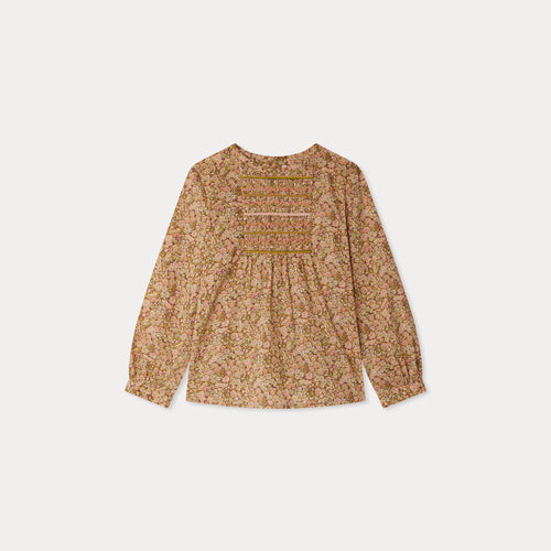 Blouse Juliette smockée et brodée en tissu Liberty en coton biologique