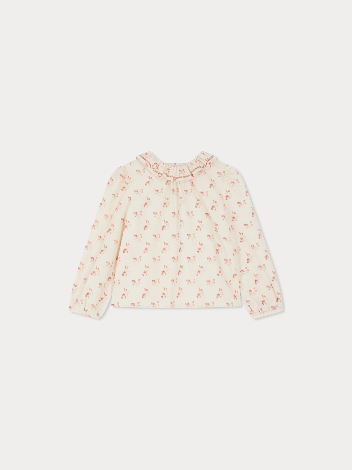 Timber-Bluse aus bedrucktem Samt mit Kirschstickerei