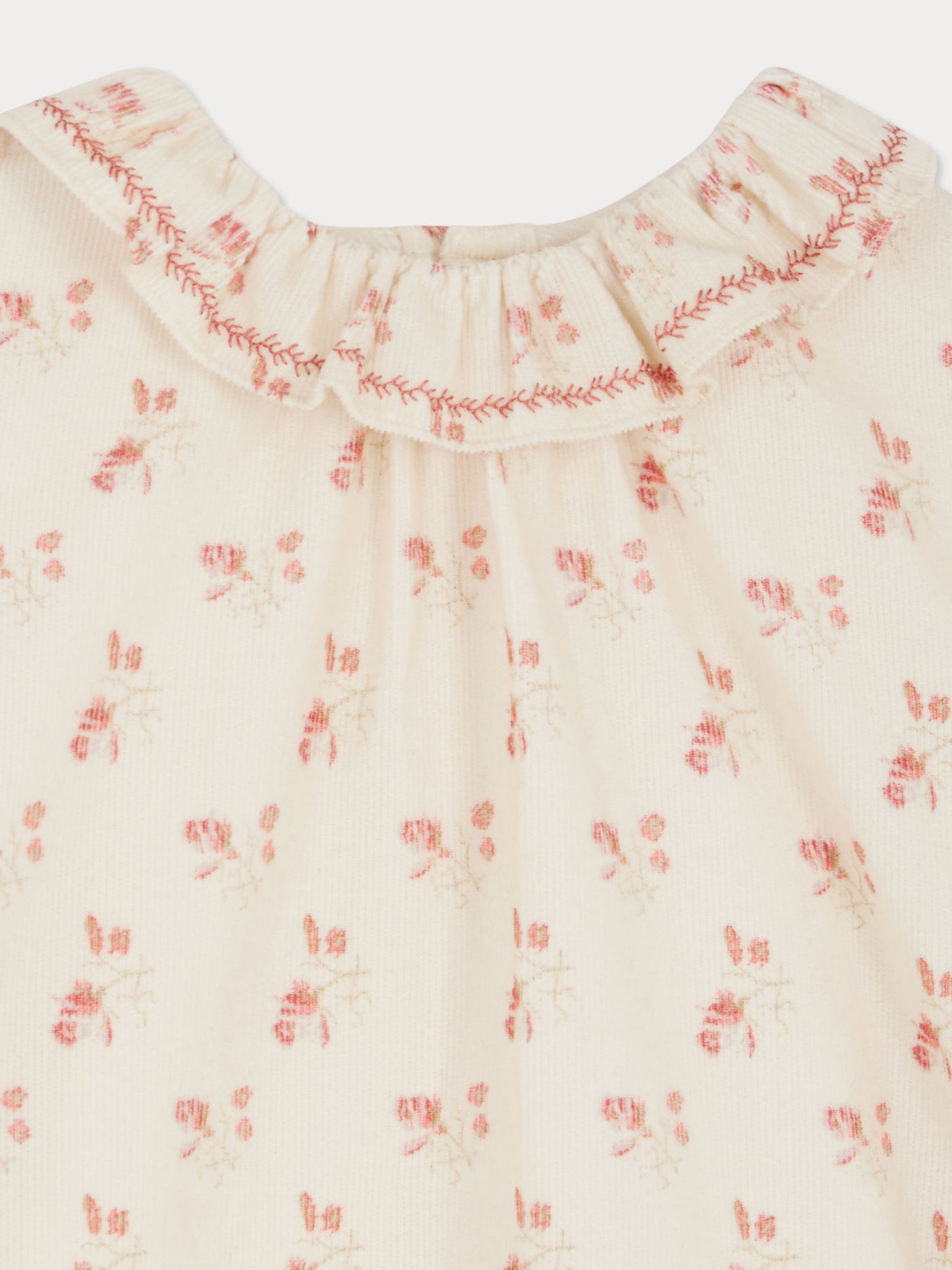 Timber-Bluse aus bedrucktem Samt mit Kirschstickerei