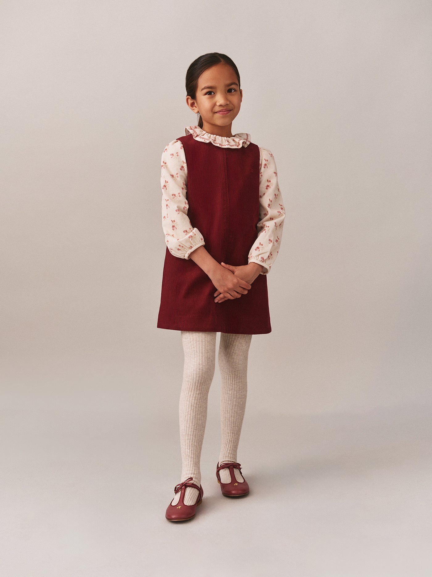 Timber-Bluse aus bedrucktem Samt mit Kirschstickerei