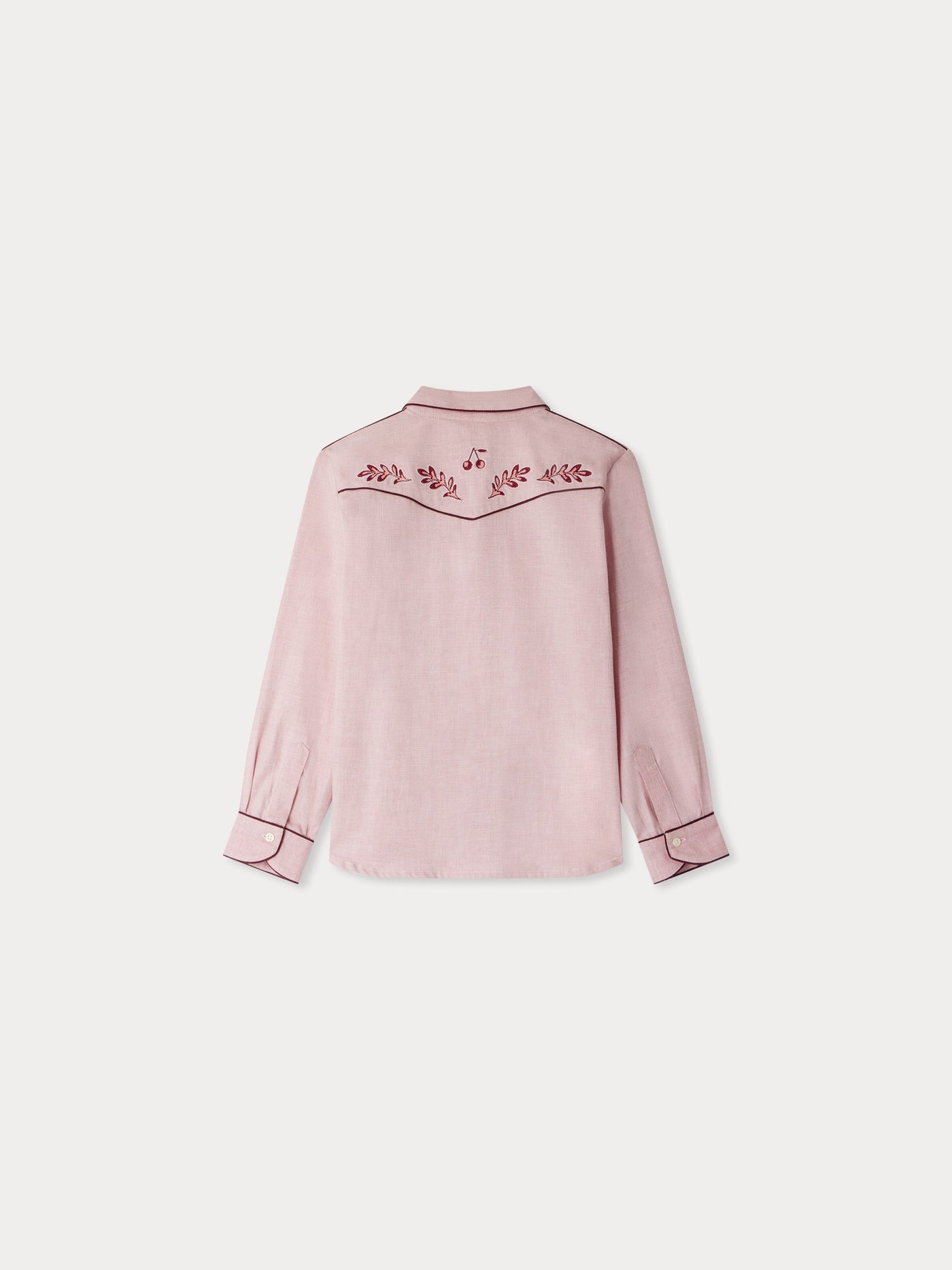 Blouse Jiggle à col passepoilé et broderie devant et dos en twill de coton