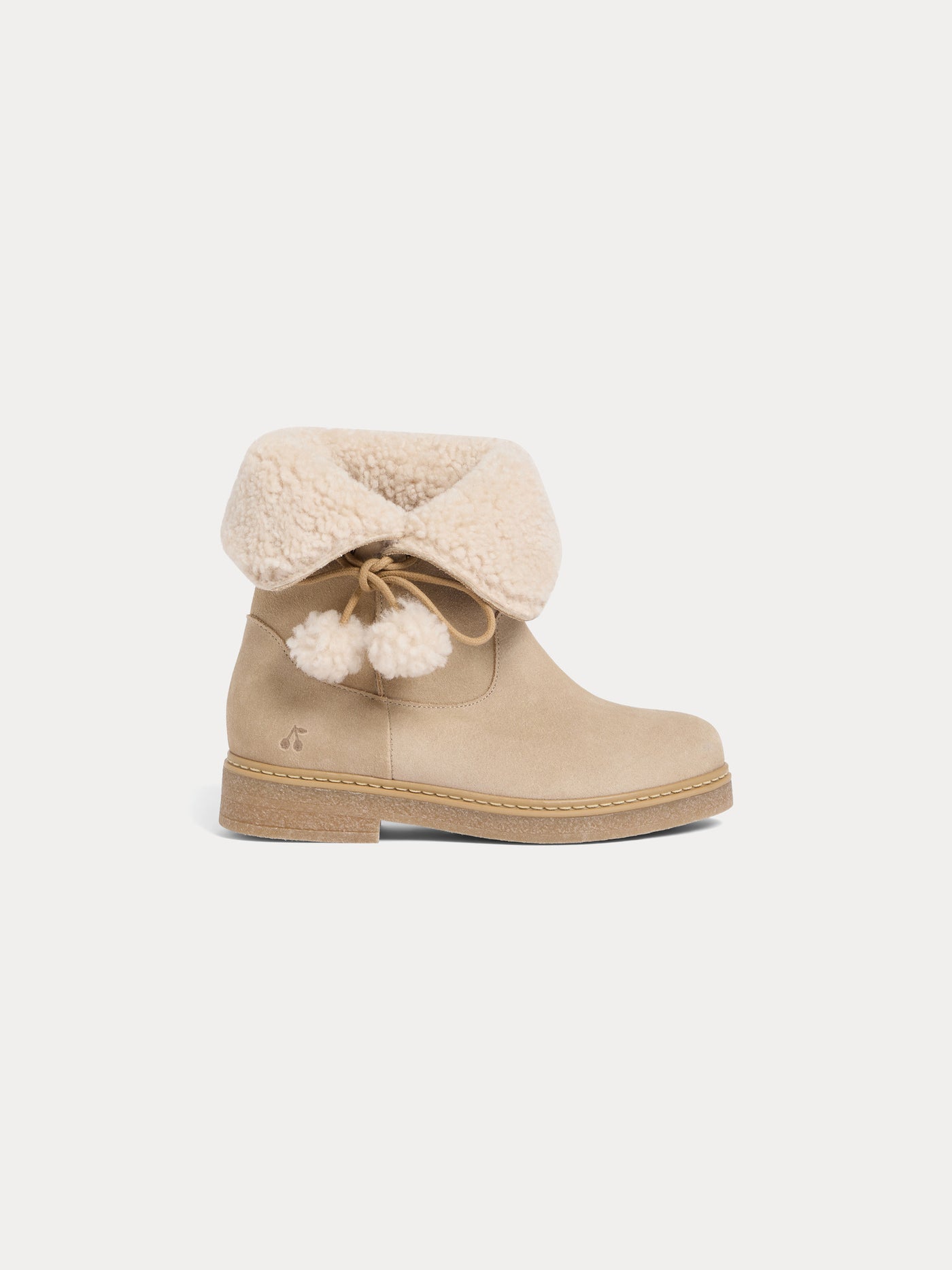 Julienne fur-lined boots with embossed Bonpoint cherry in leather