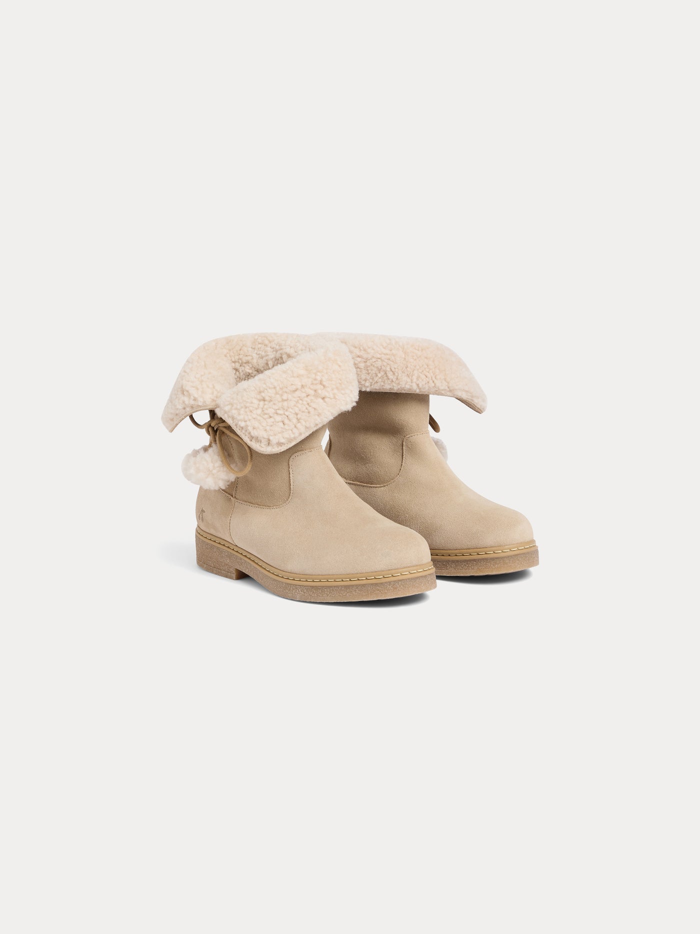 Julienne fur-lined boots with embossed Bonpoint cherry in leather