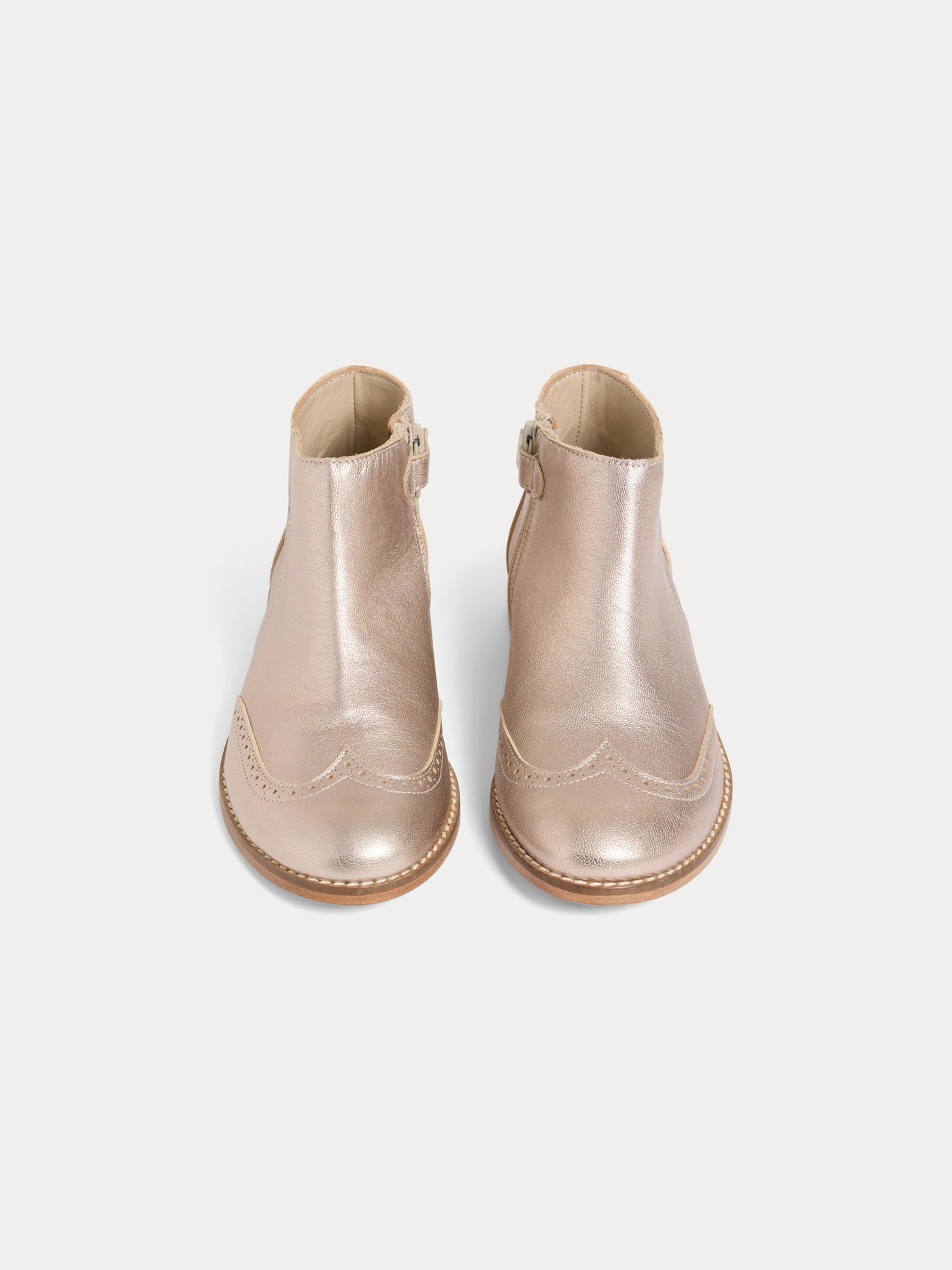 Janette rose gold leather ankle boots