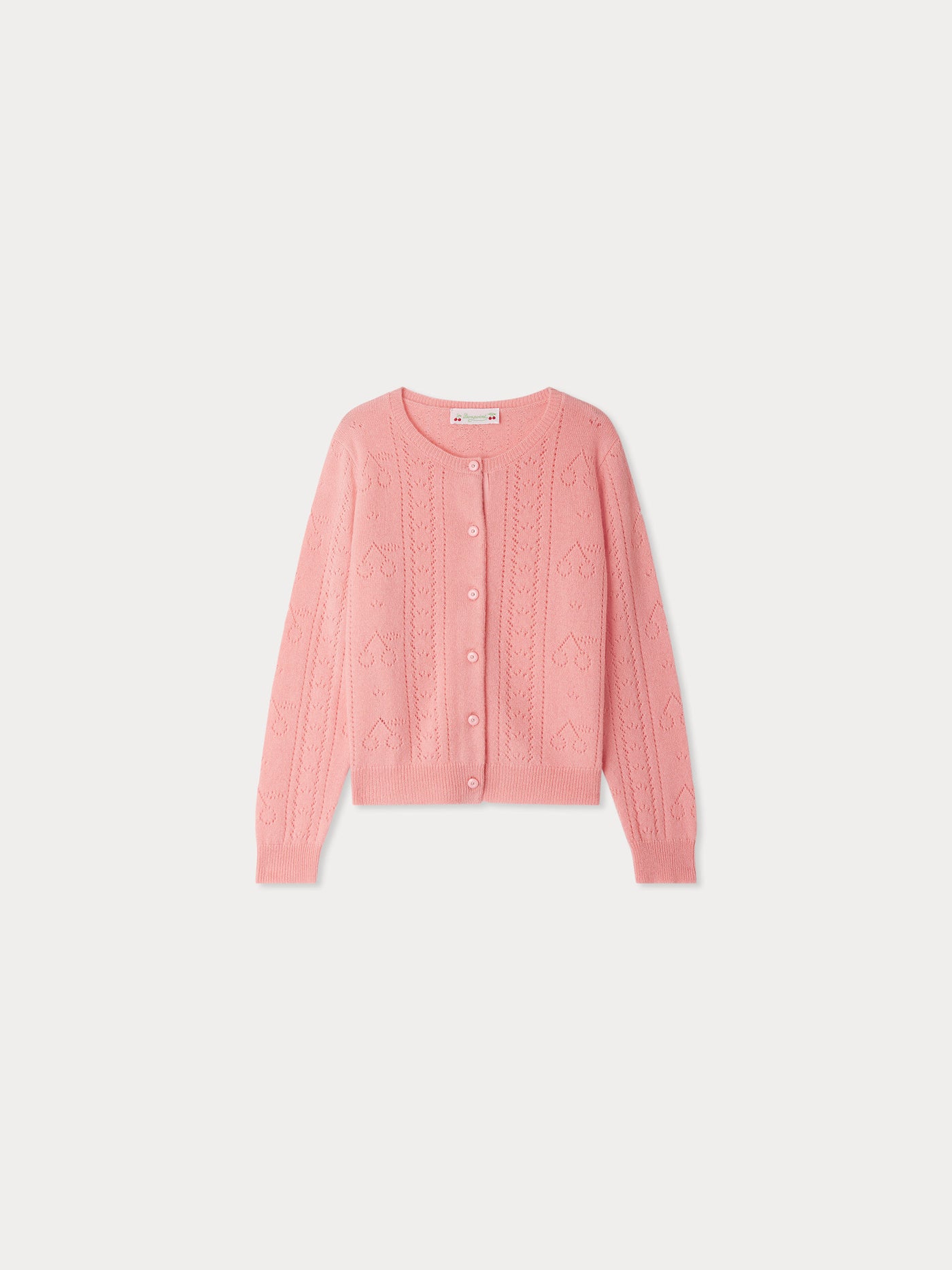Cardigan Josiane con punto fantasia in cashmere rosa