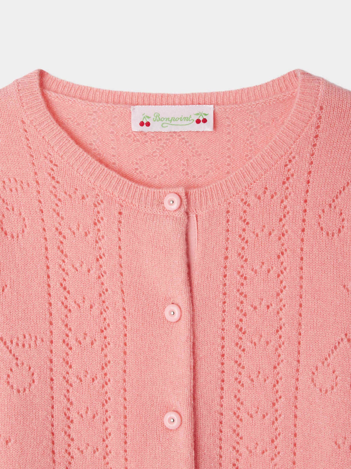 Cardigan Josiane con punto fantasia in cashmere rosa
