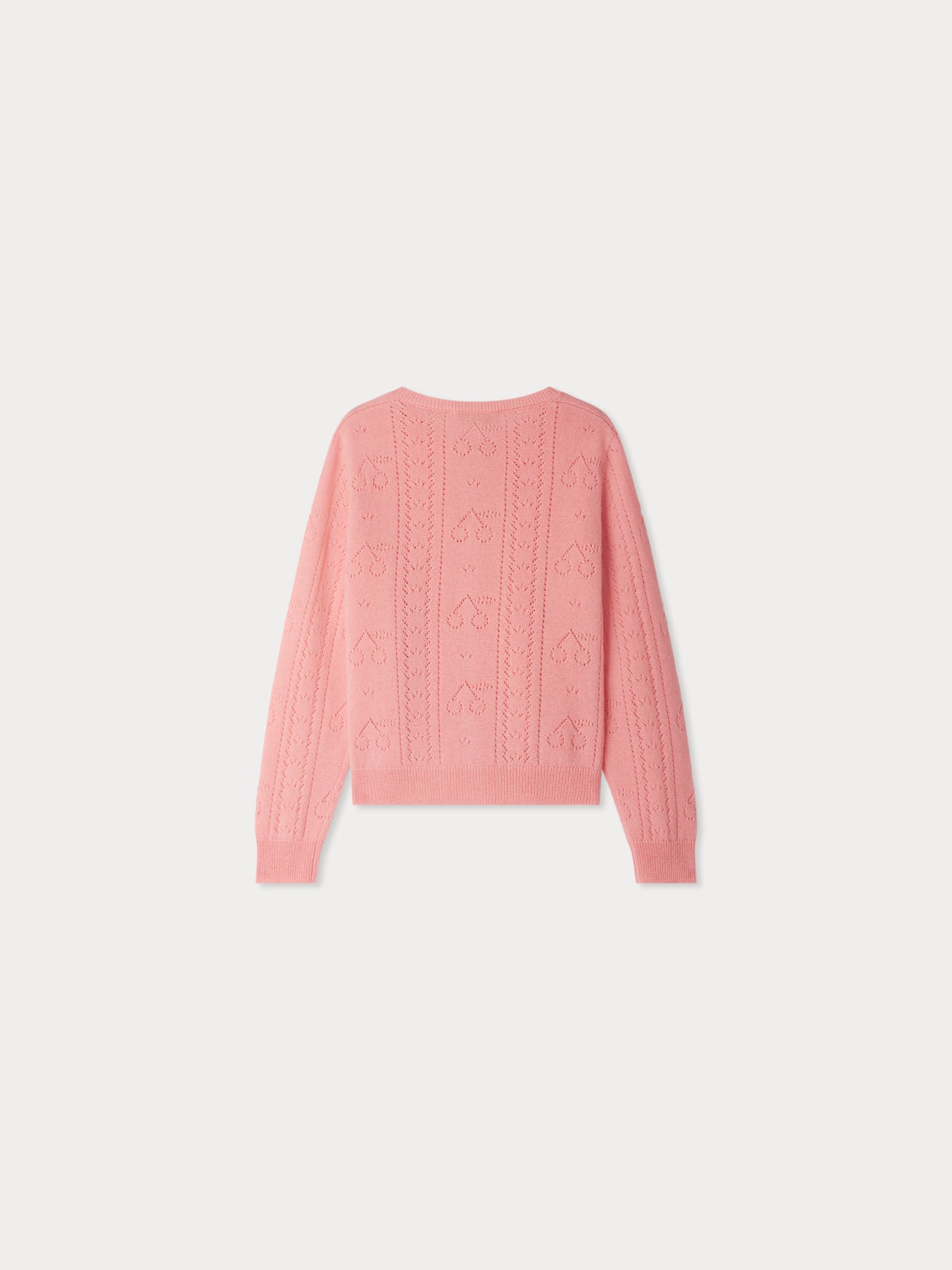 Cardigan Josiane avec point fantaisie en cachemire rose