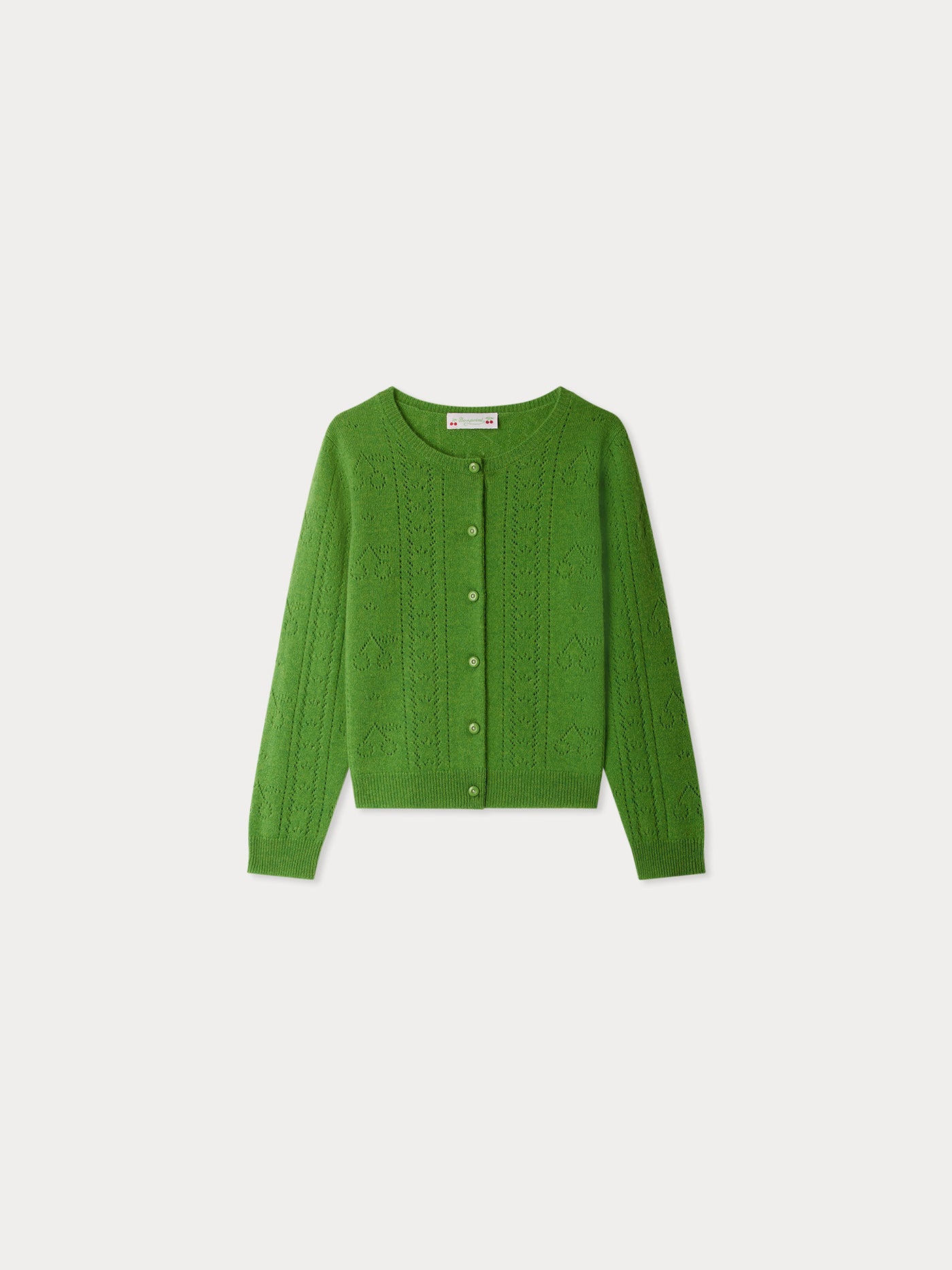 Cardigan Josiane con punto fantasia in cashmere verde