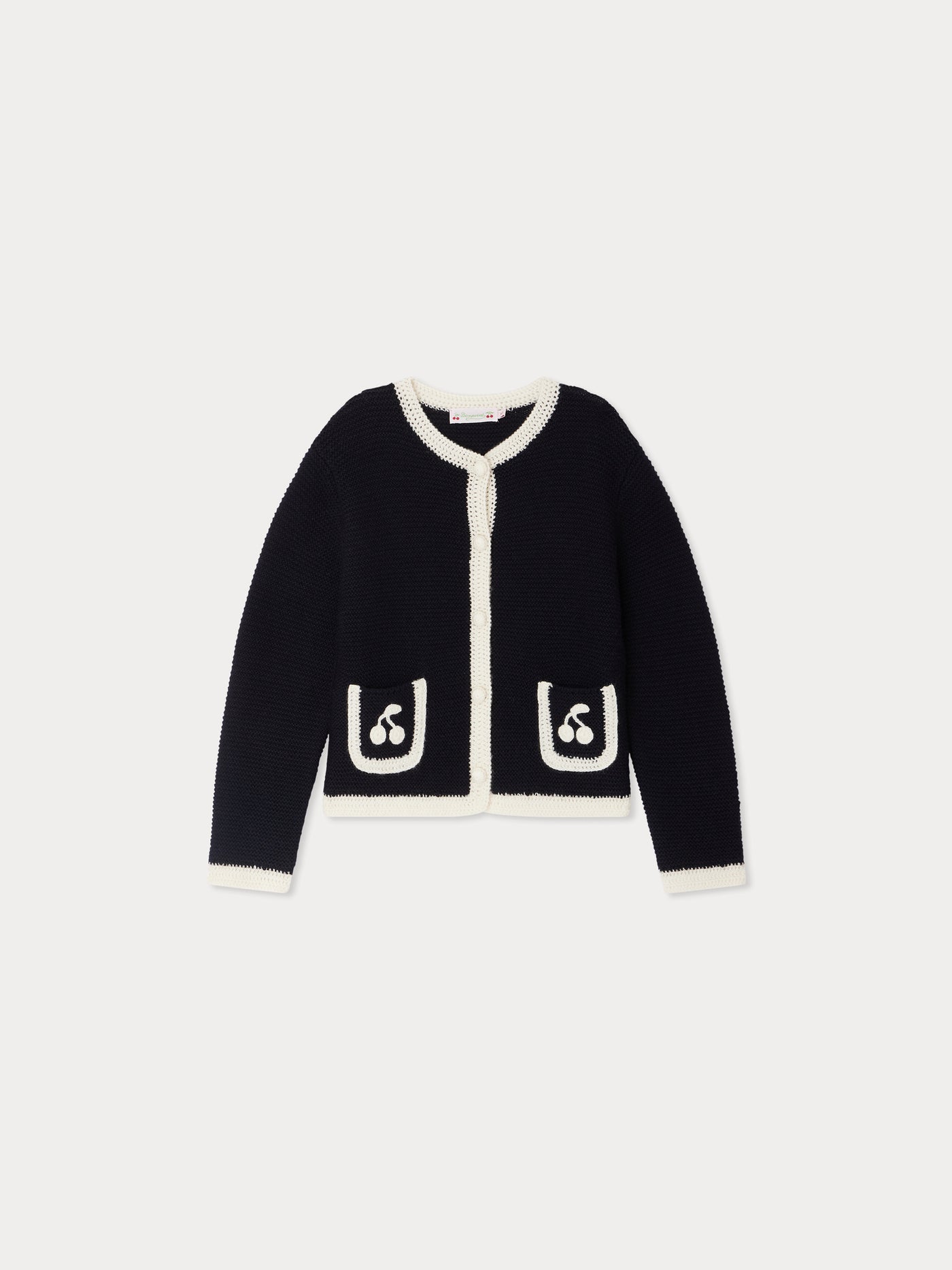Elaia cardigan with cherry motif front pockets