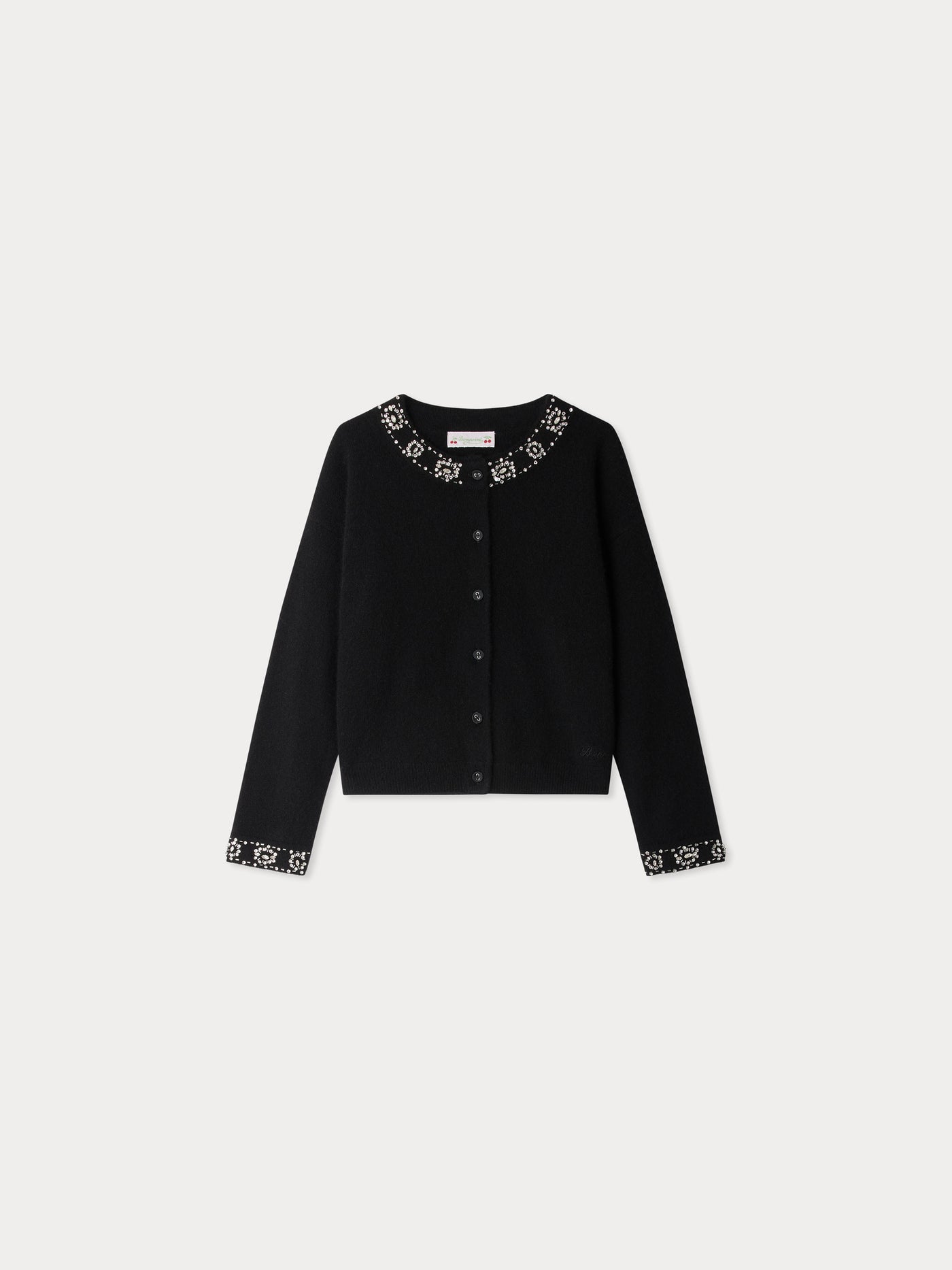 Gabara-Cardigan handbestickt mit Strass und Perlen aus Kaschmir