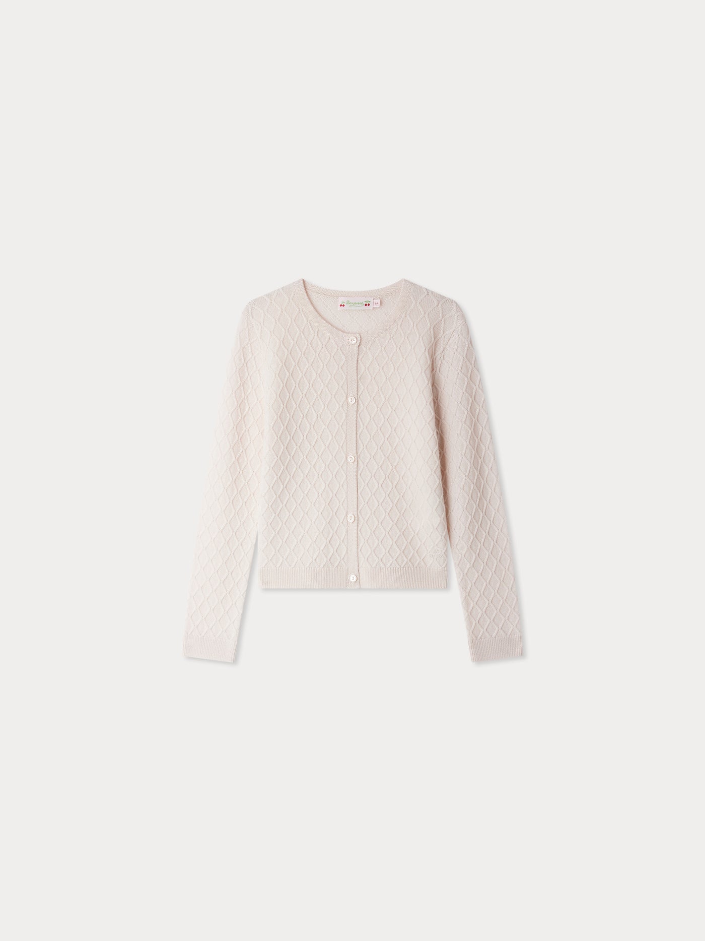 Garancie cardigan with fancy stitch in pink wool