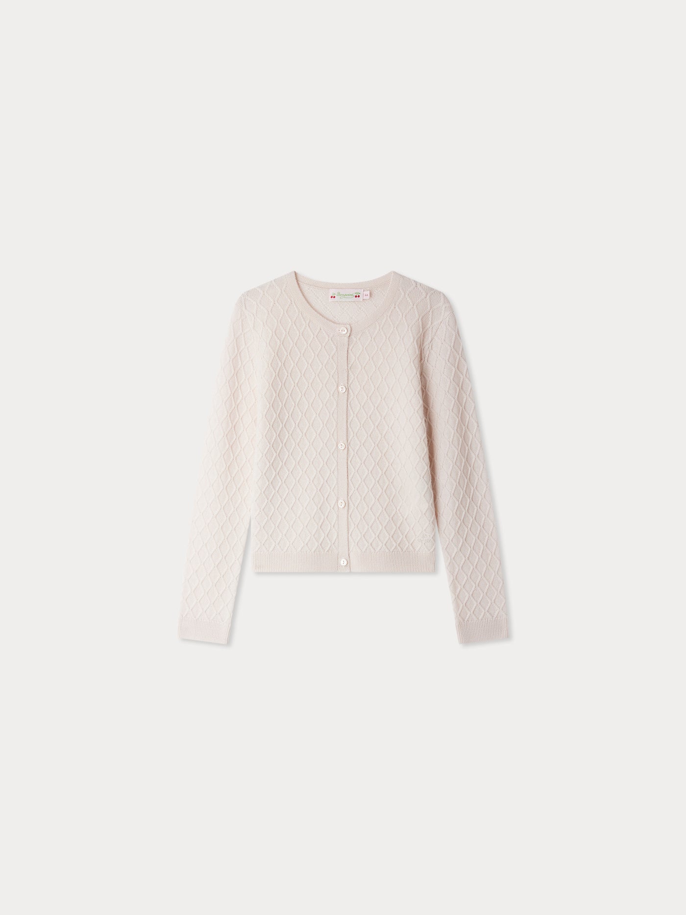 Cardigan Garancie con punto fantasia in lana rosa
